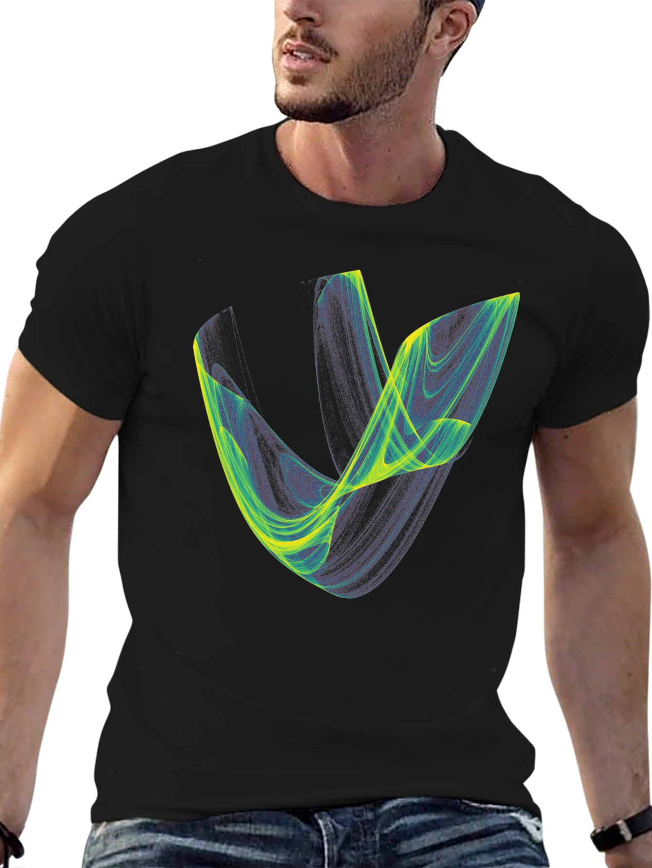 Abstract Graphic Tee - Black Cotton Blend