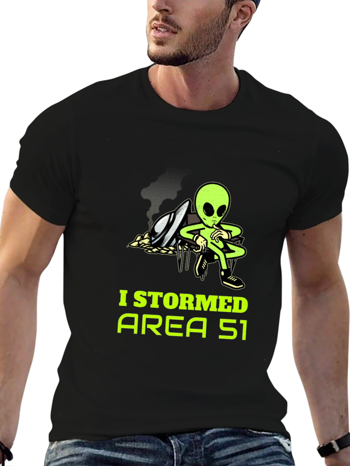 Area 51 Alien T-Shirt - Black Cotton Graphic Tee