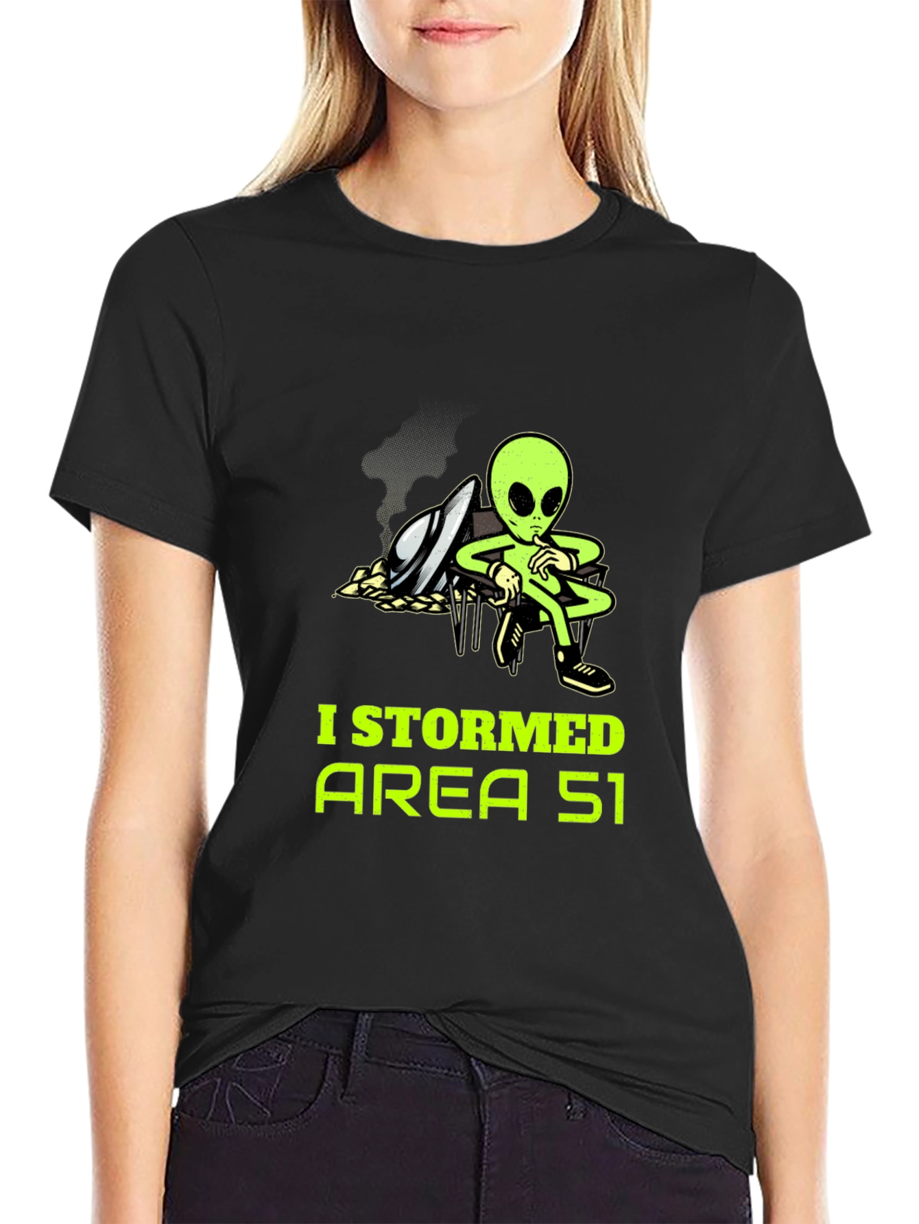 Area 51 Alien T-Shirt - Black Cotton Graphic Tee