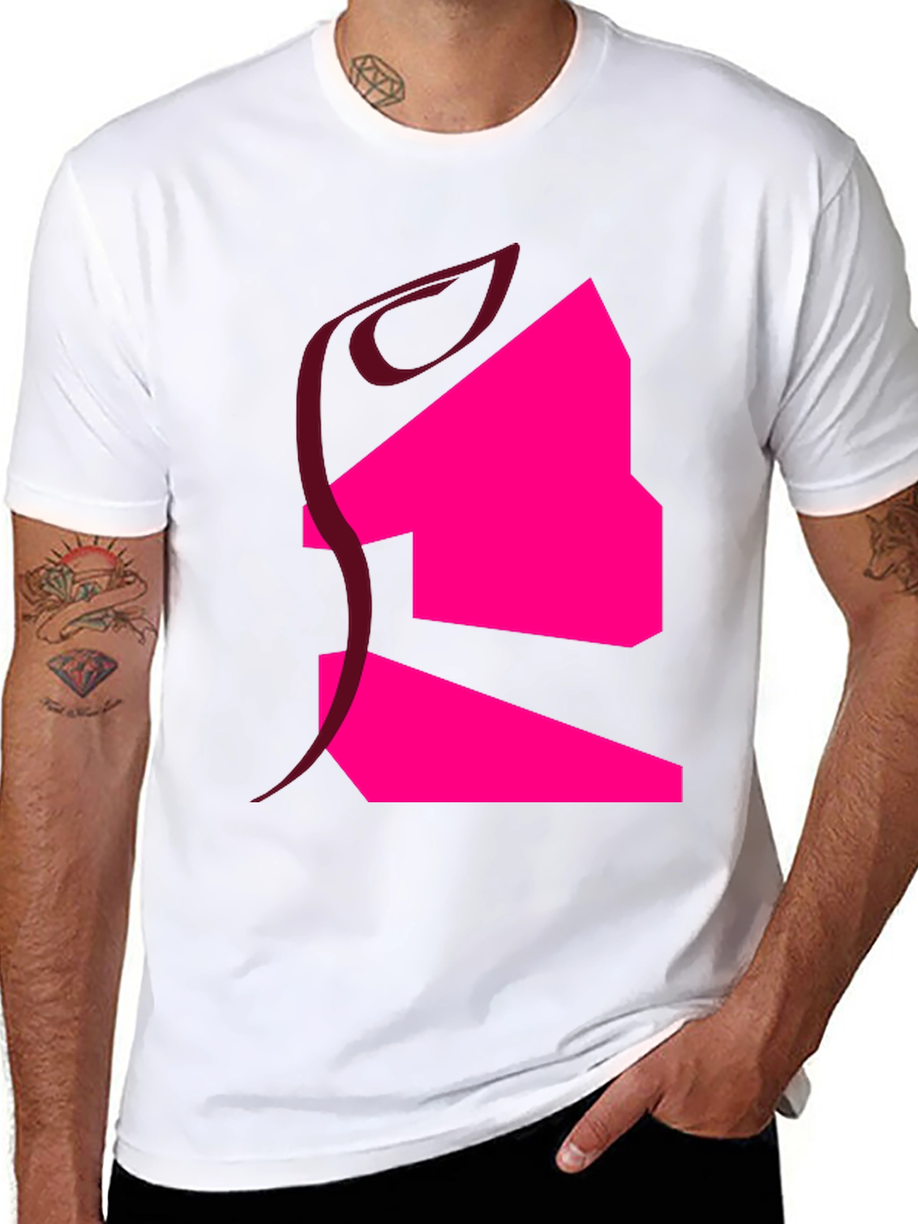 Abstract Graphic T-Shirt - Black Cotton Blend