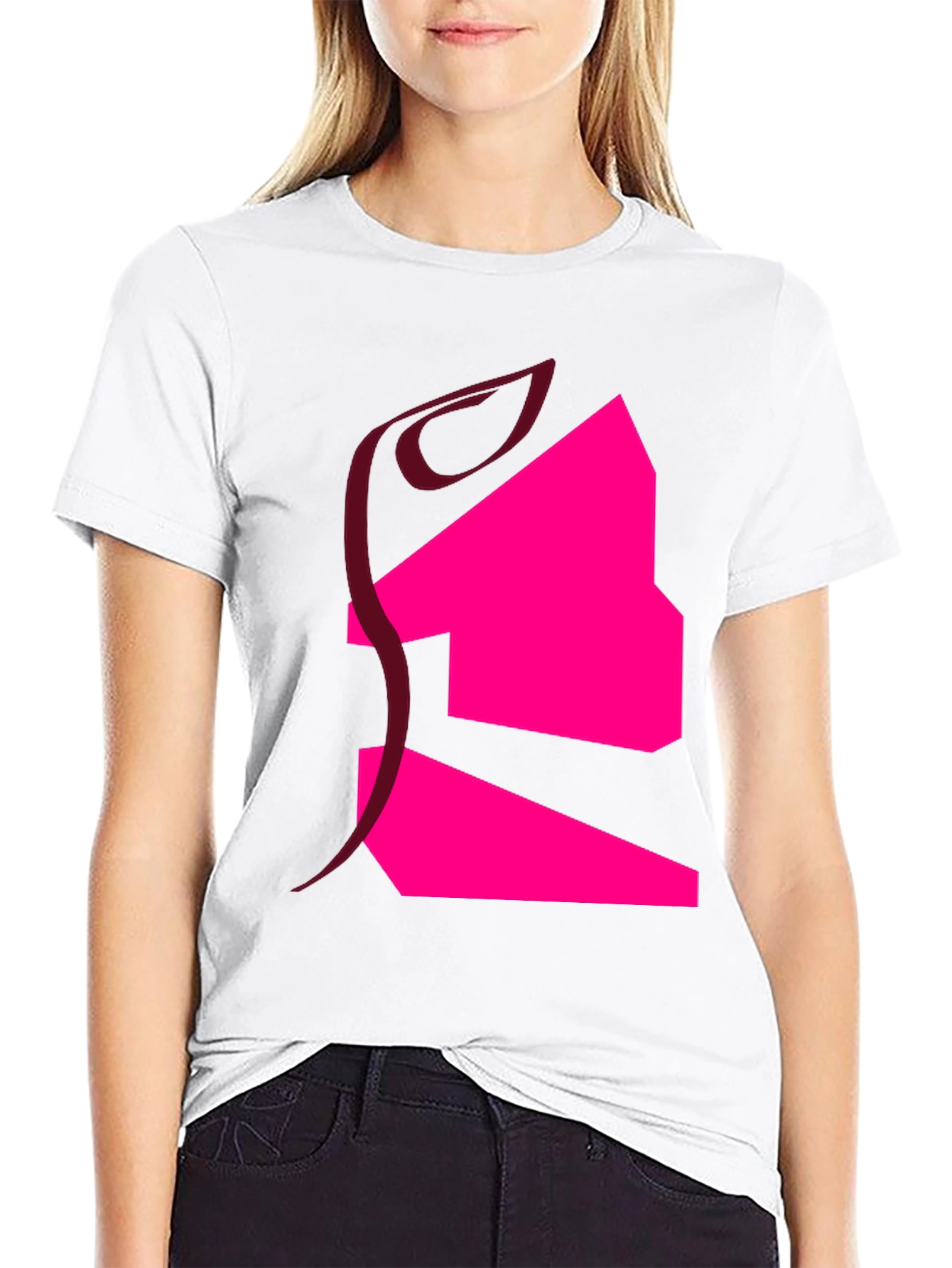 Abstract Graphic T-Shirt - Black Cotton Blend