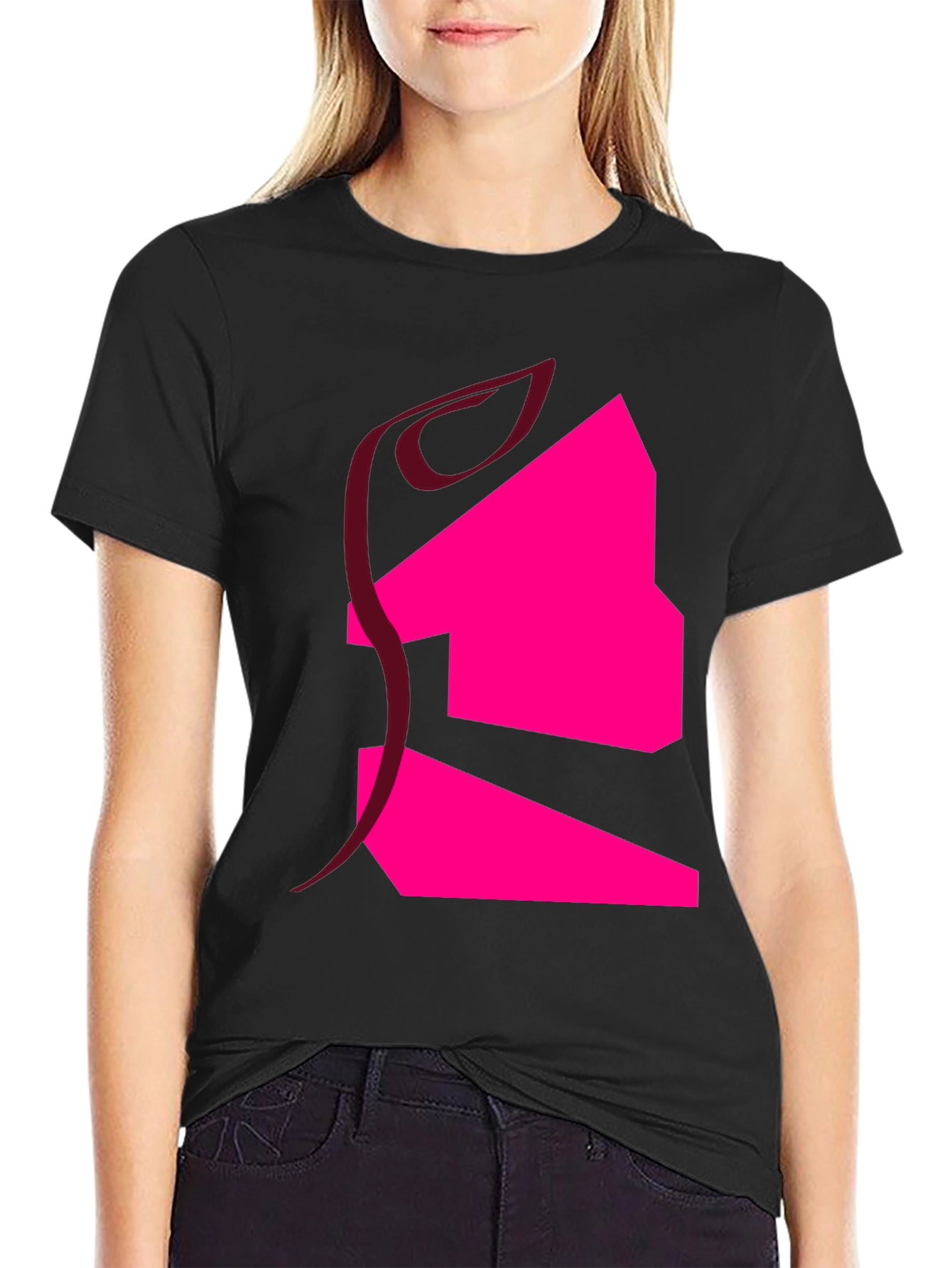 Abstract Graphic T-Shirt - Black Cotton Blend