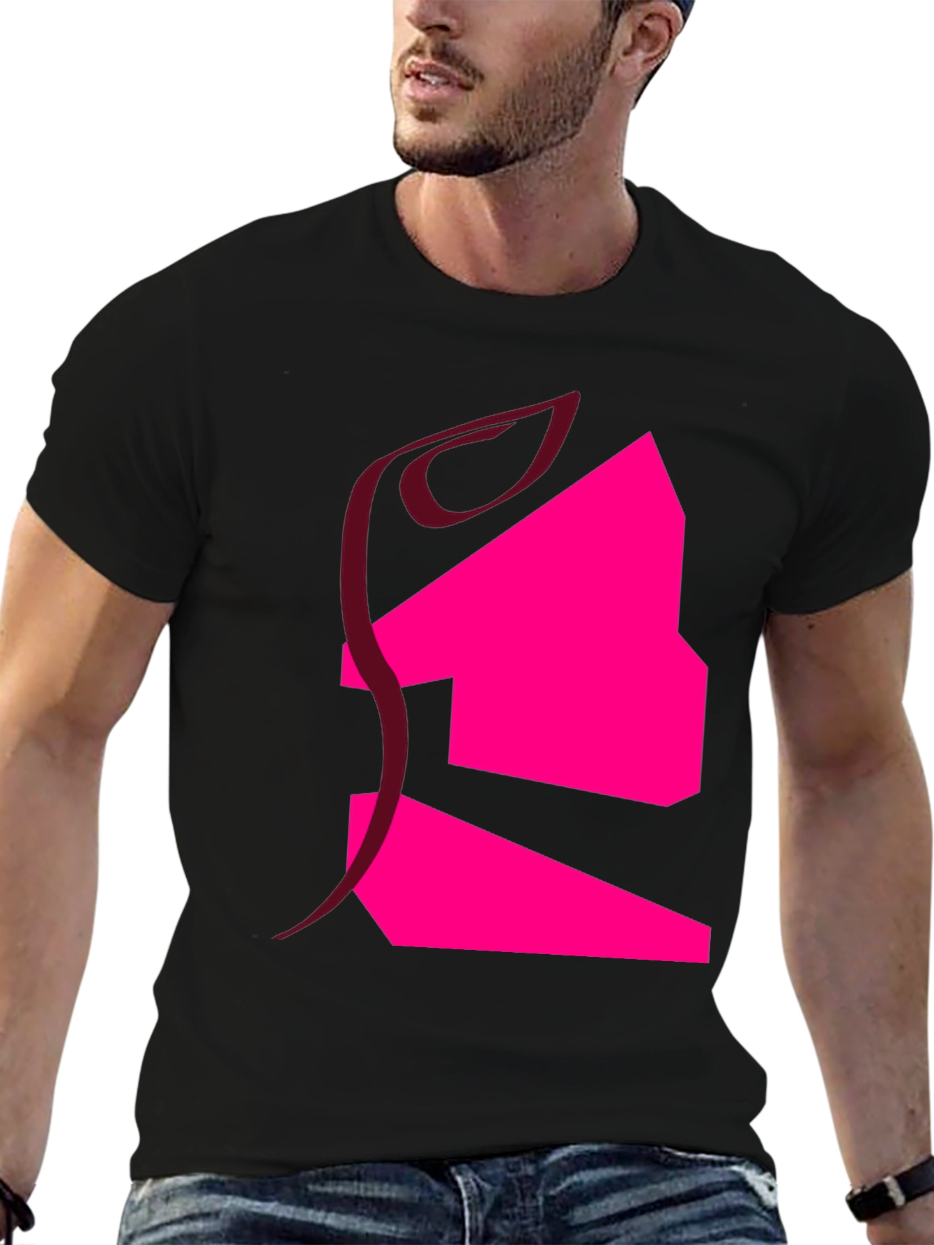 Abstract Graphic T-Shirt - Black Cotton Blend