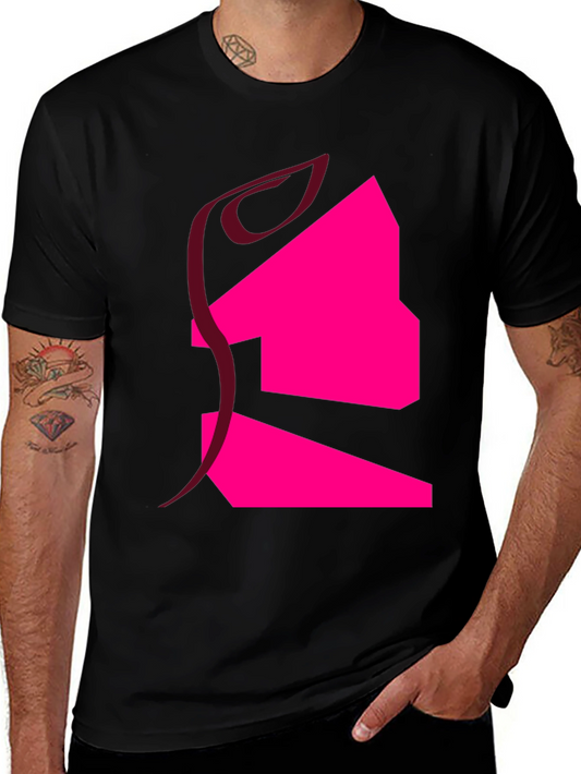 Abstract Graphic T-Shirt - Black Cotton Blend