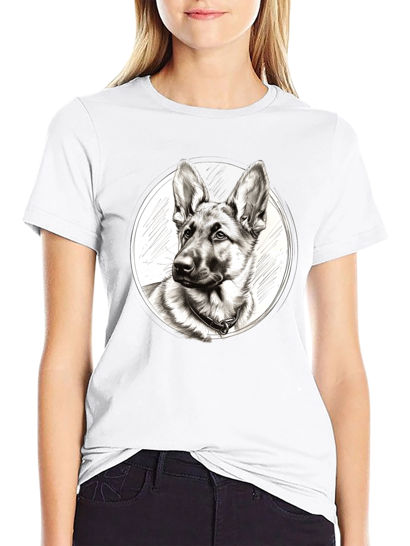 German Shepherd Dog Sketch T-Shirt