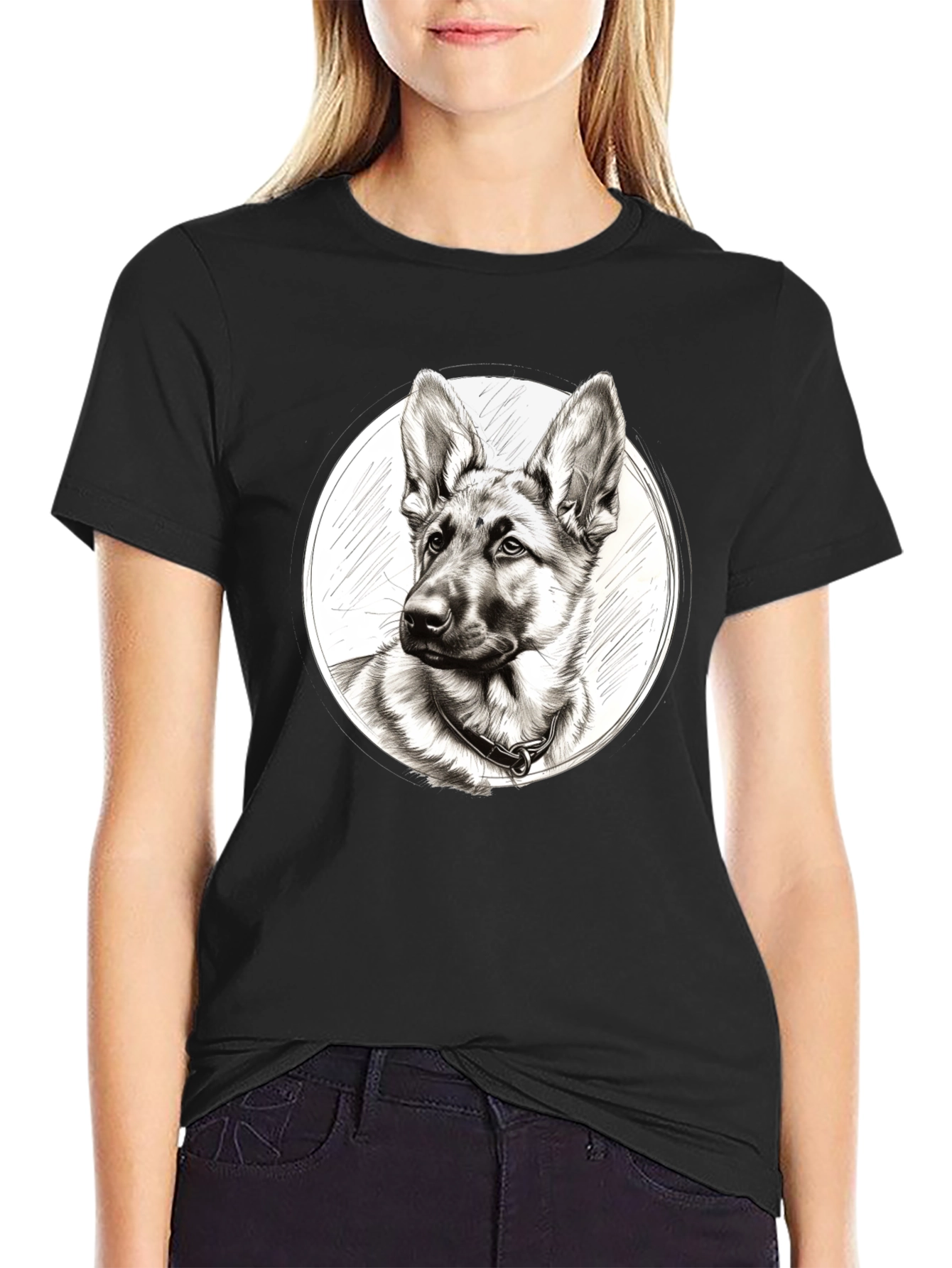 German Shepherd Dog Sketch T-Shirt