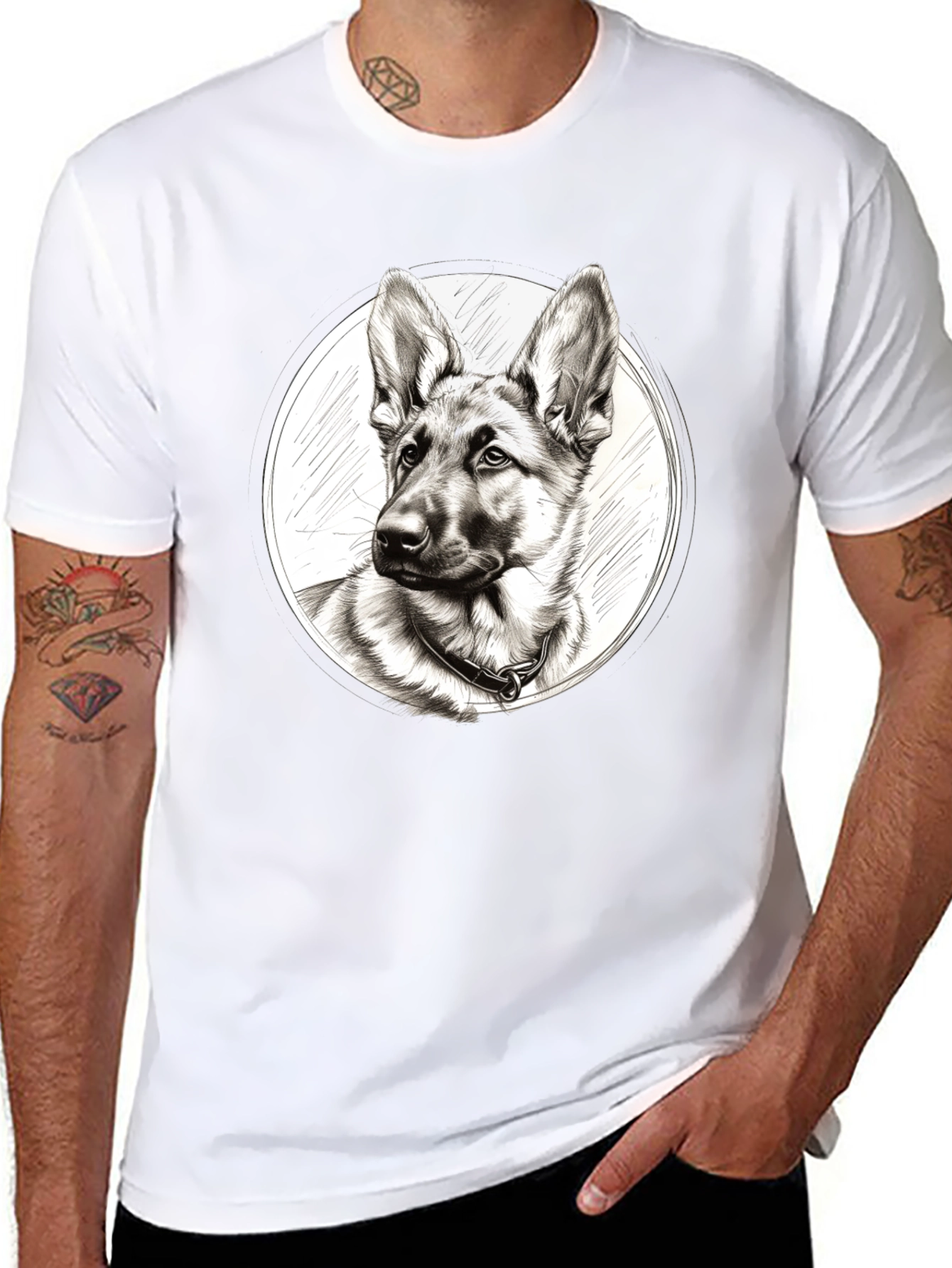 German Shepherd Dog Sketch T-Shirt