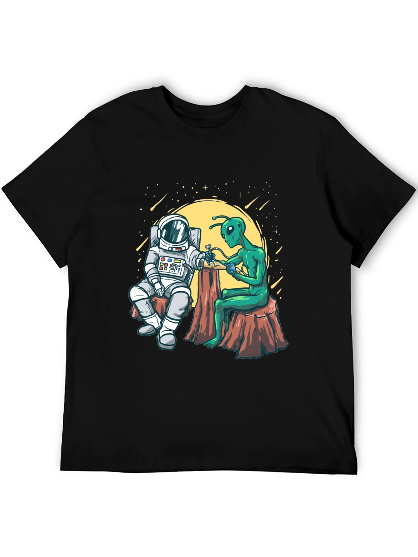 Astronaut & Alien Tattoo Graphic T-Shirt