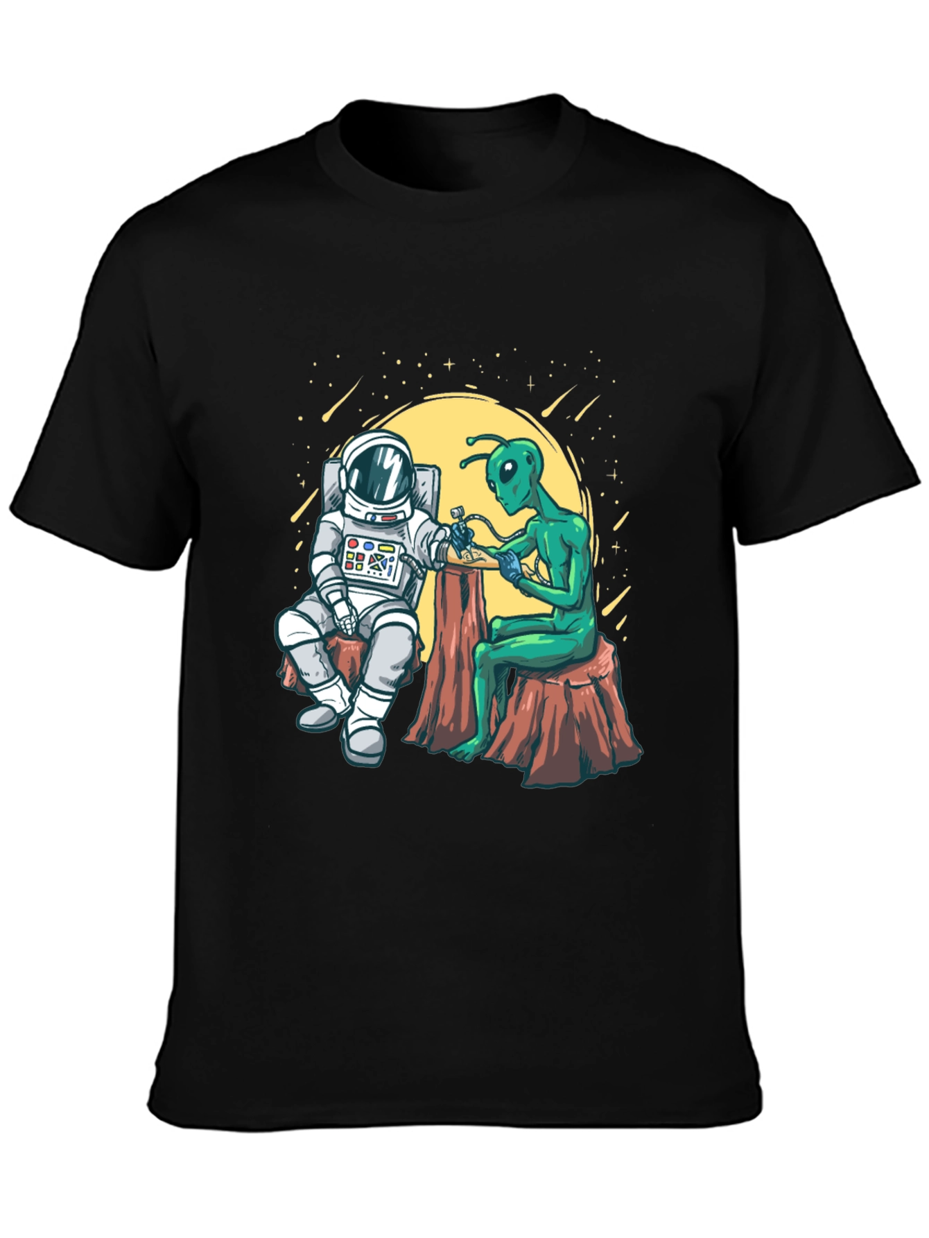 Astronaut & Alien Tattoo Graphic T-Shirt