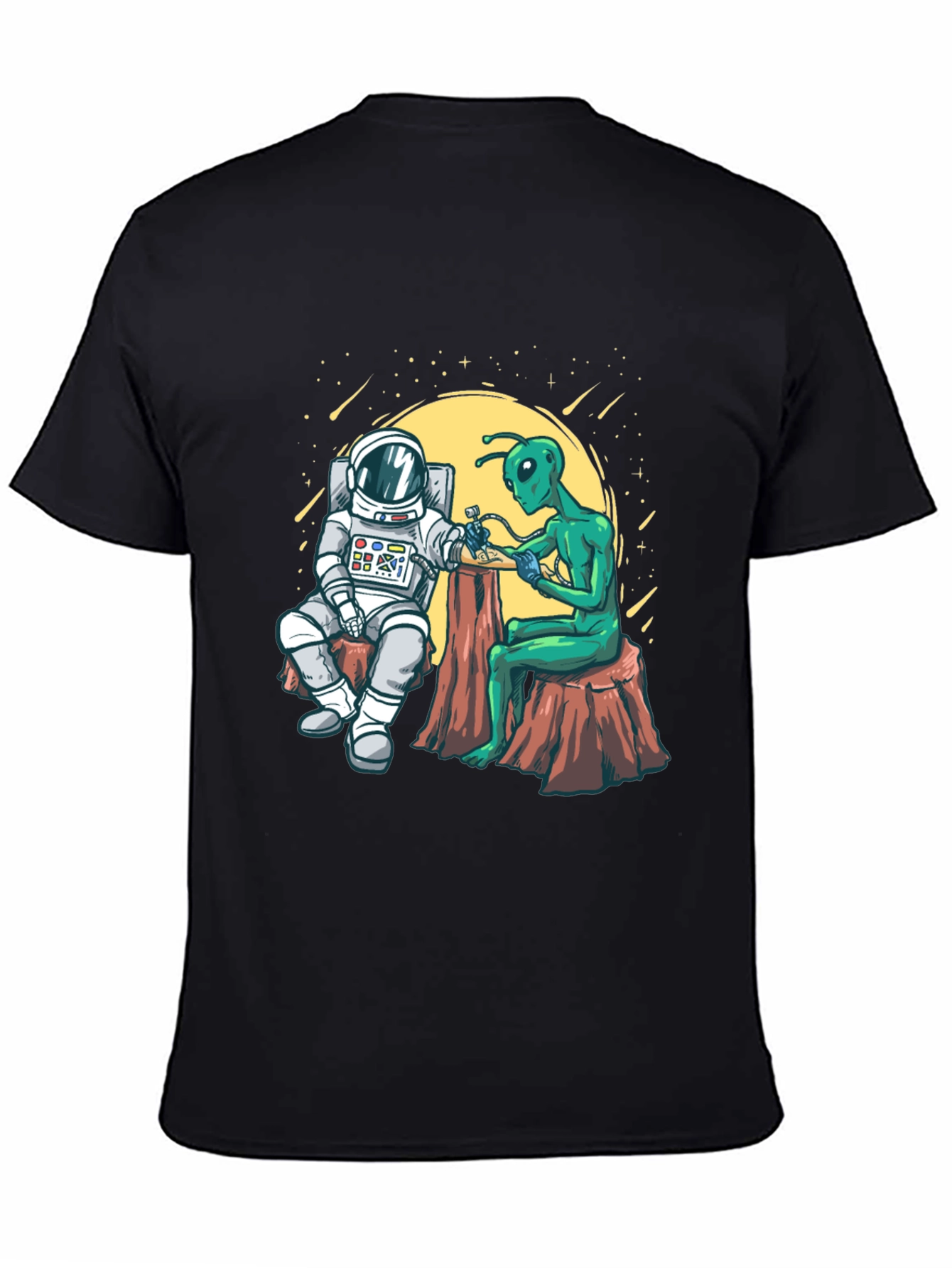 Astronaut & Alien Tattoo Graphic T-Shirt