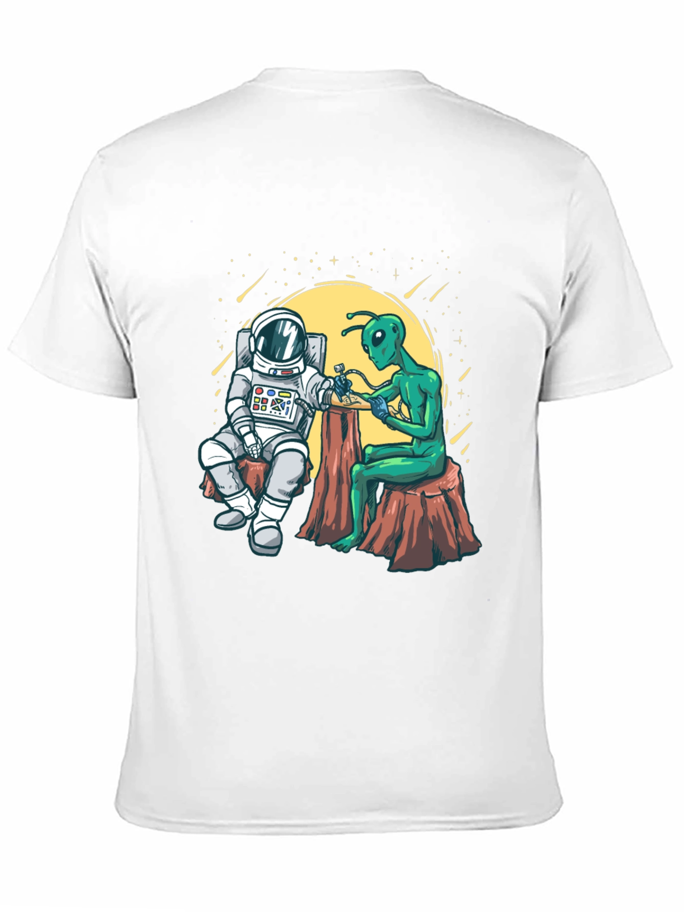 Astronaut & Alien Tattoo Graphic T-Shirt