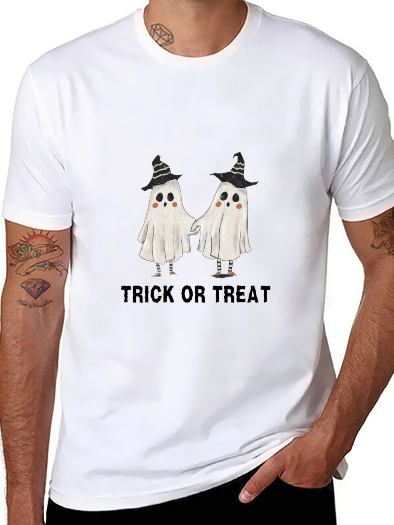 Halloween Ghost Trick or Treat Graphic T-Shirt