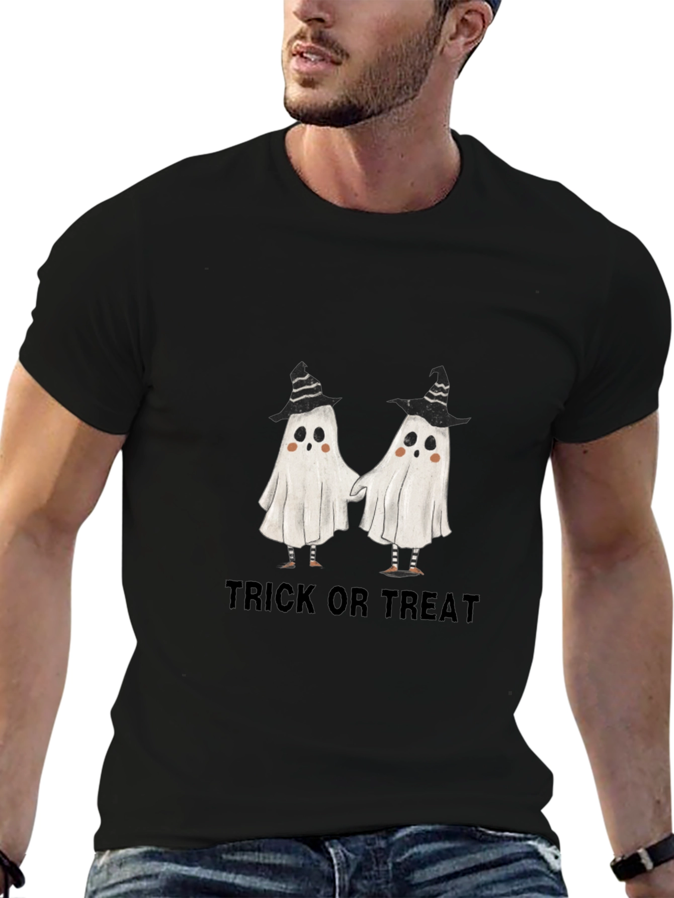 Halloween Ghost Trick or Treat Graphic T-Shirt