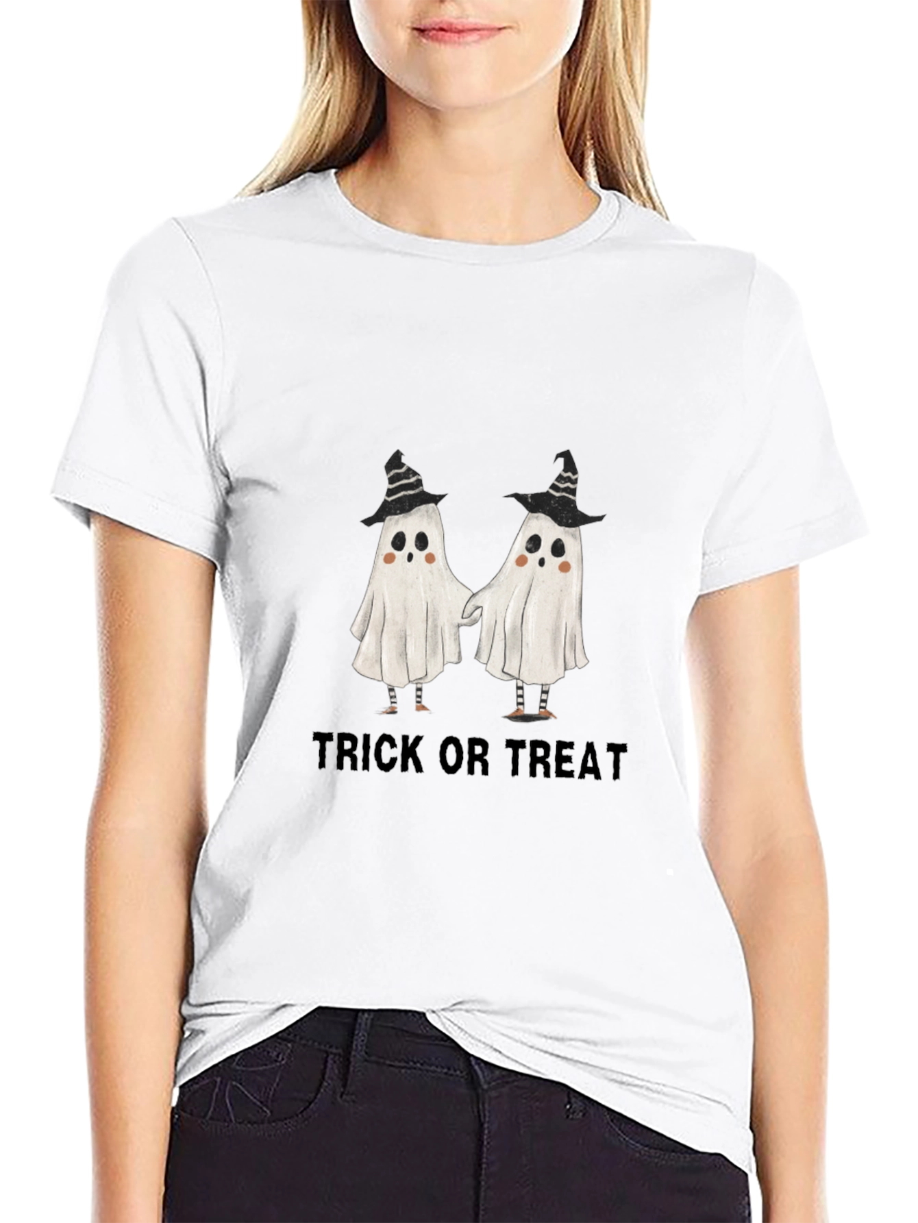 Halloween Ghost Trick or Treat Graphic T-Shirt