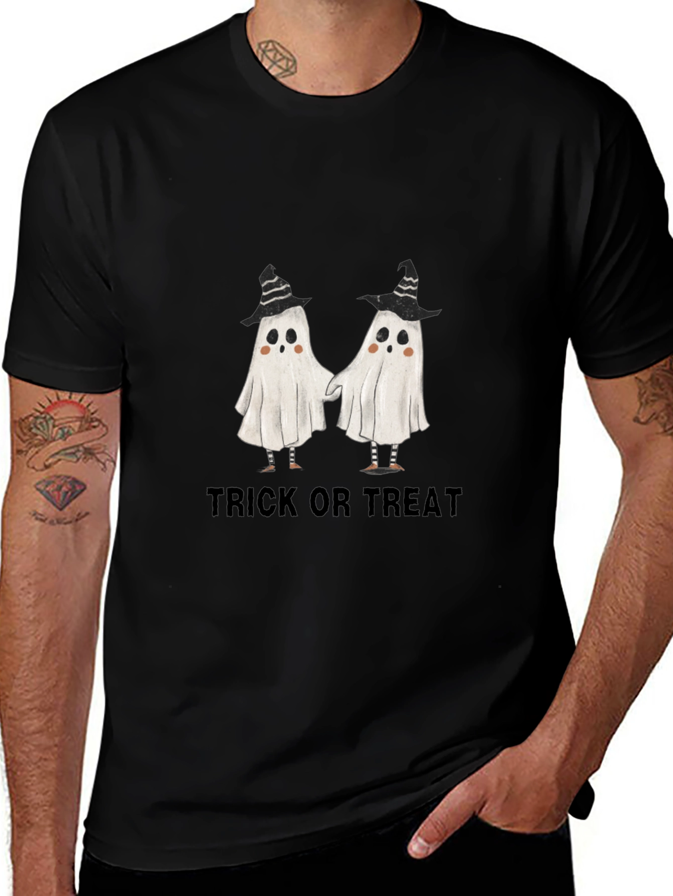 Halloween Ghost Trick or Treat Graphic T-Shirt