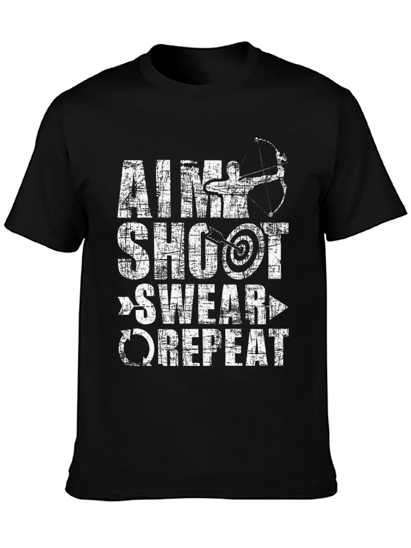 Aim Shoot Swear Repeat T-Shirt Archery Bow Arrow Target