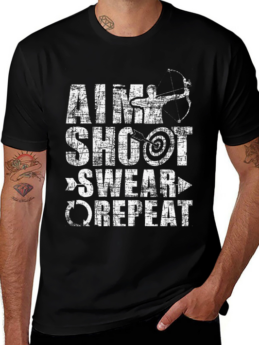 Aim Shoot Swear Repeat T-Shirt Archery Bow Arrow Target