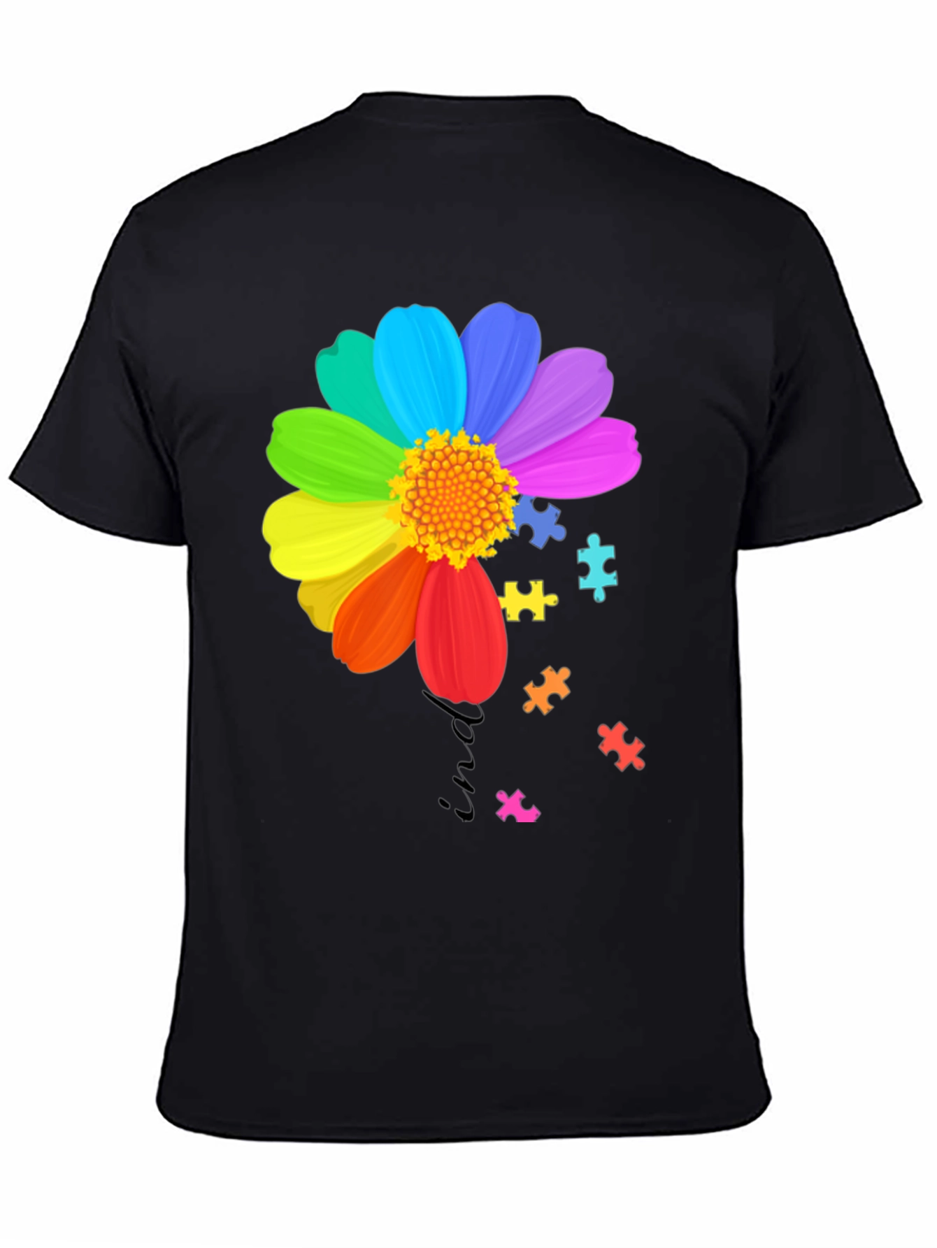 Autism Awareness Rainbow Flower Puzzle T-Shirt