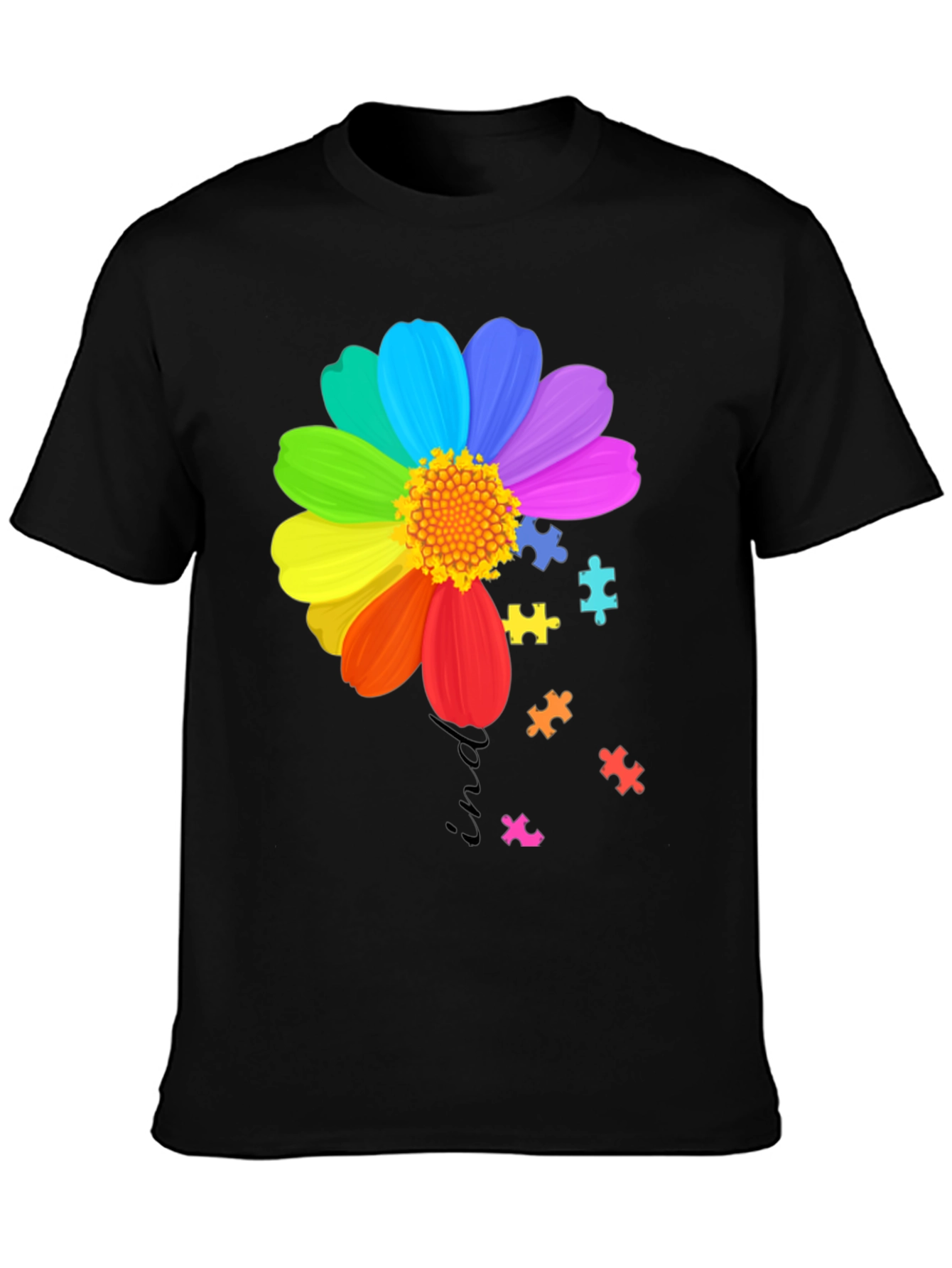 Autism Awareness Rainbow Flower Puzzle T-Shirt