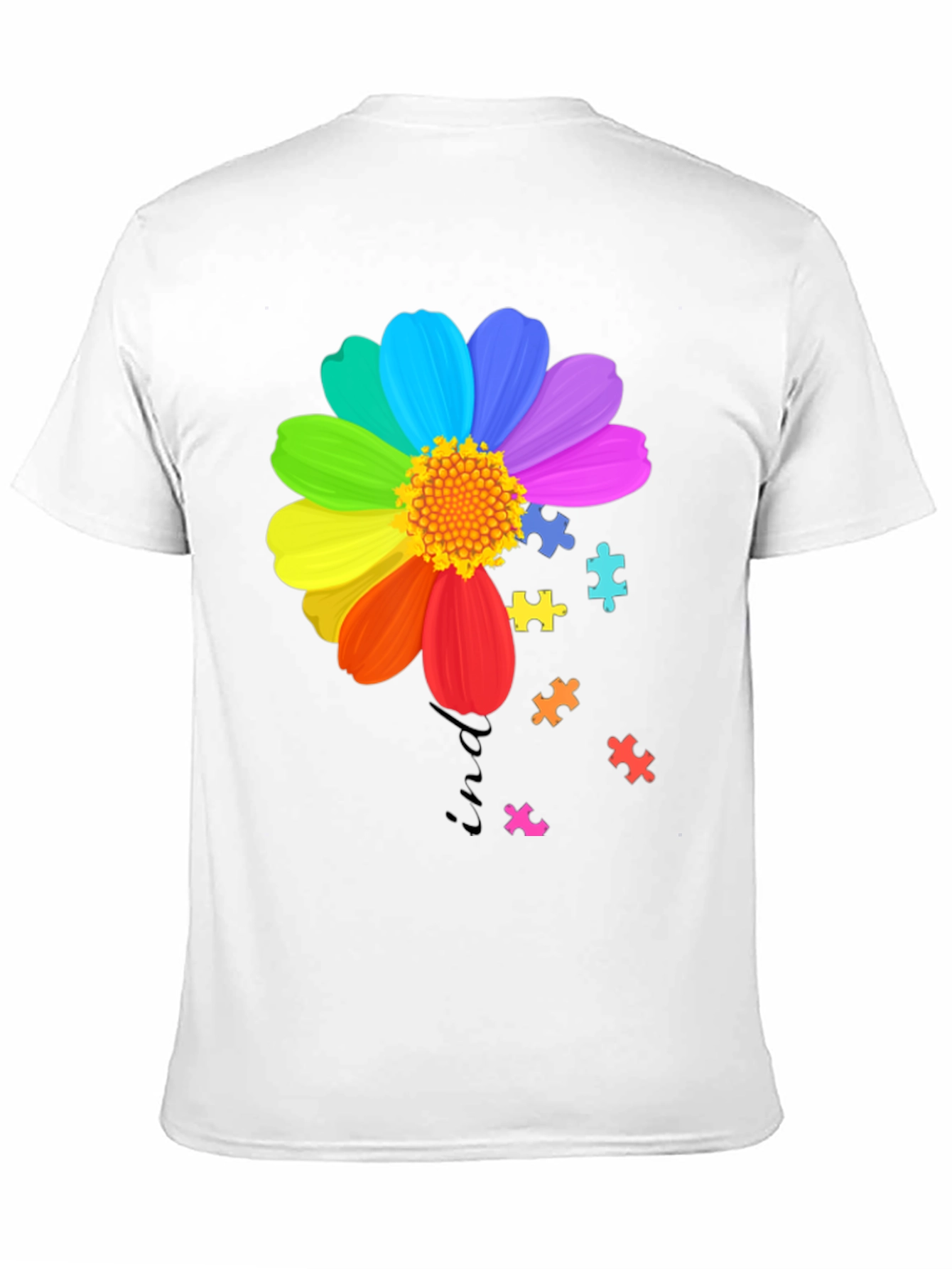 Autism Awareness Rainbow Flower Puzzle T-Shirt