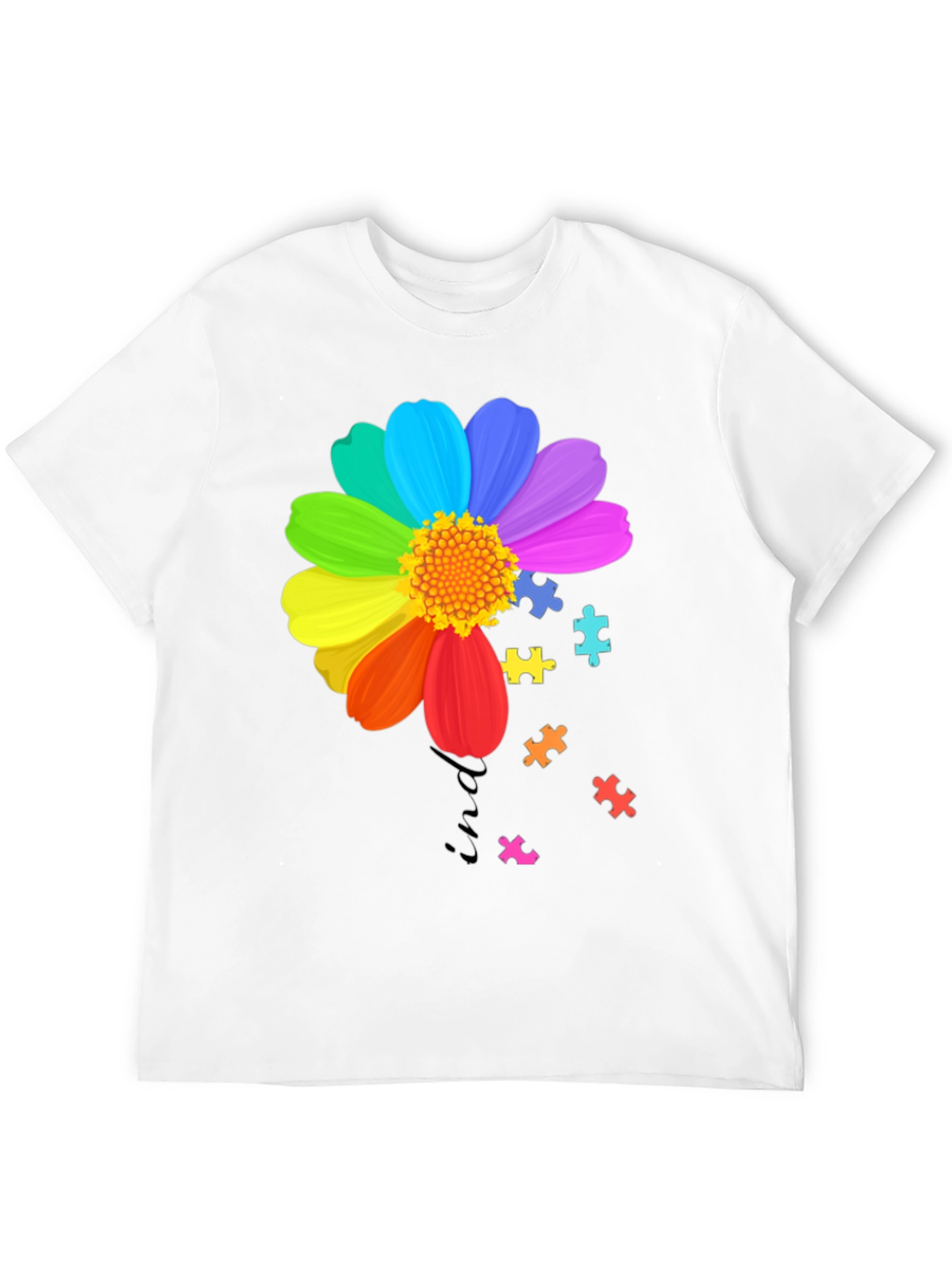 Autism Awareness Rainbow Flower Puzzle T-Shirt