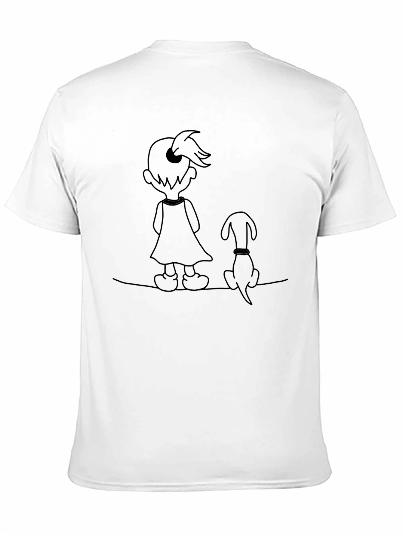 Girl and Dog Graphic Tee - Unisex Black Shirt