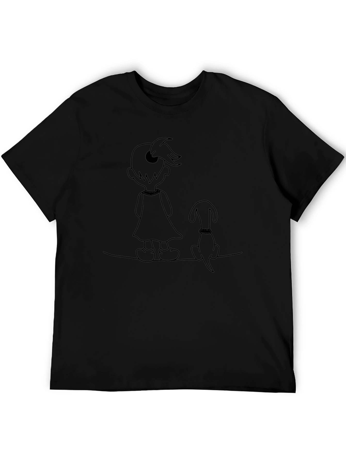 Girl and Dog Graphic Tee - Unisex Black Shirt