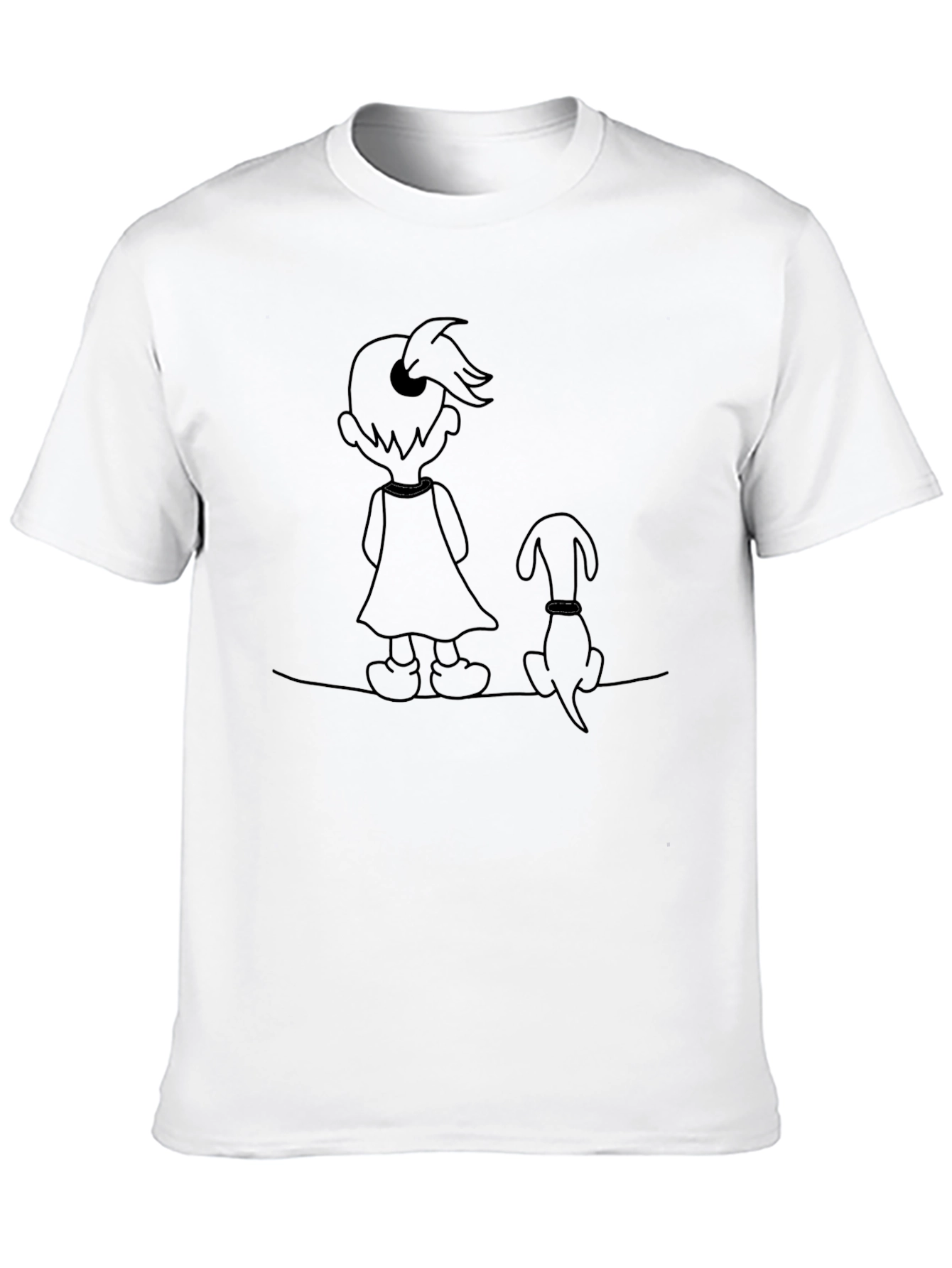 Girl and Dog Graphic Tee - Unisex Black Shirt