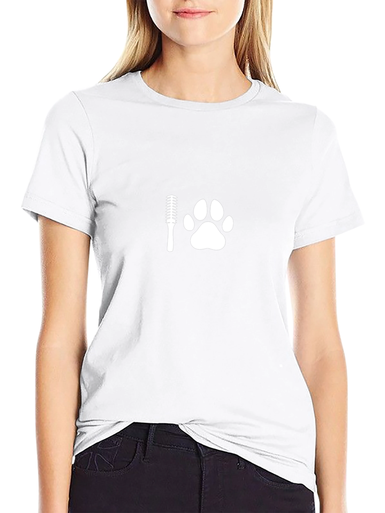 Grooming Paw Print Graphic T-Shirt - Black