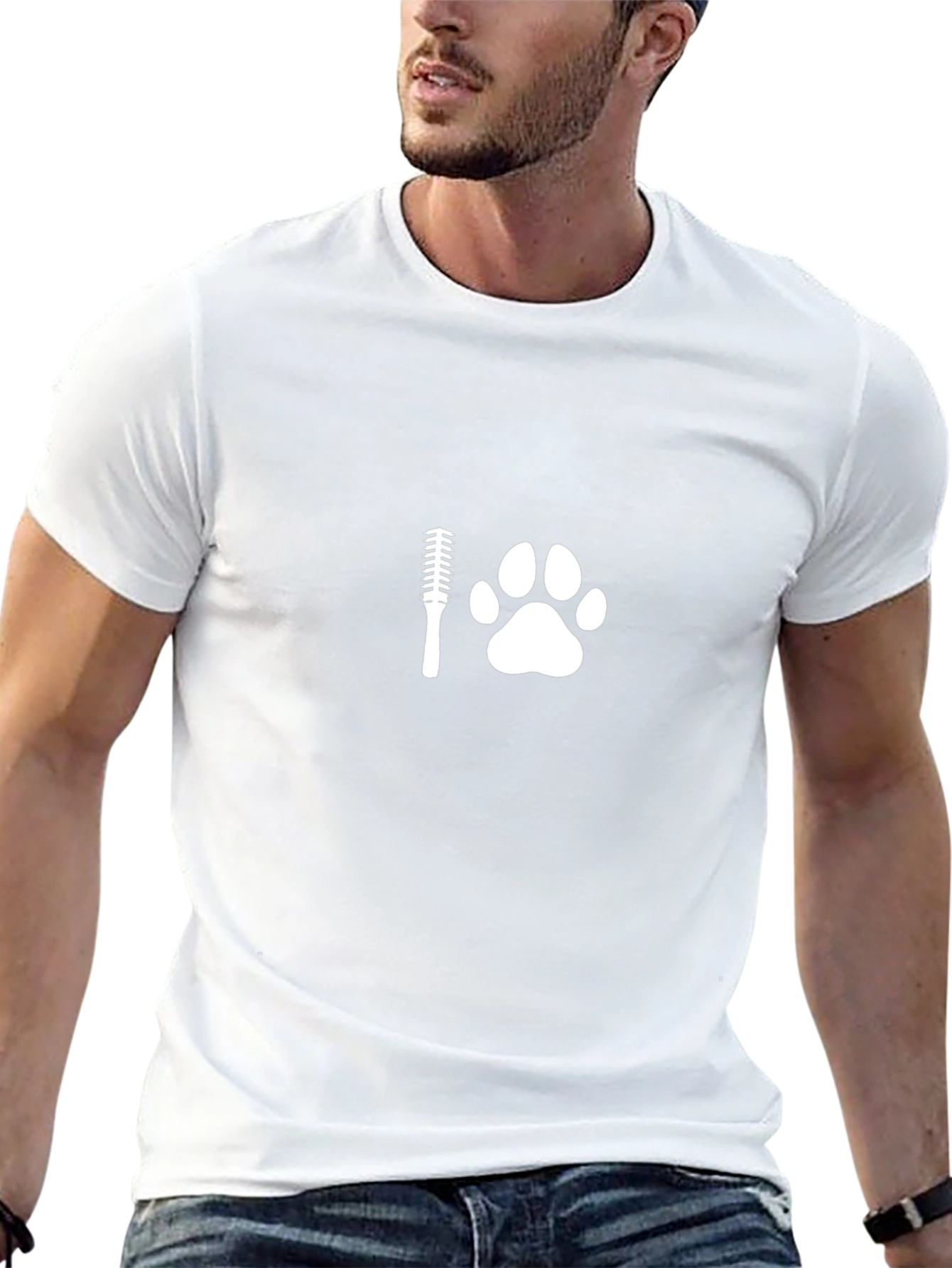 Grooming Paw Print Graphic T-Shirt - Black