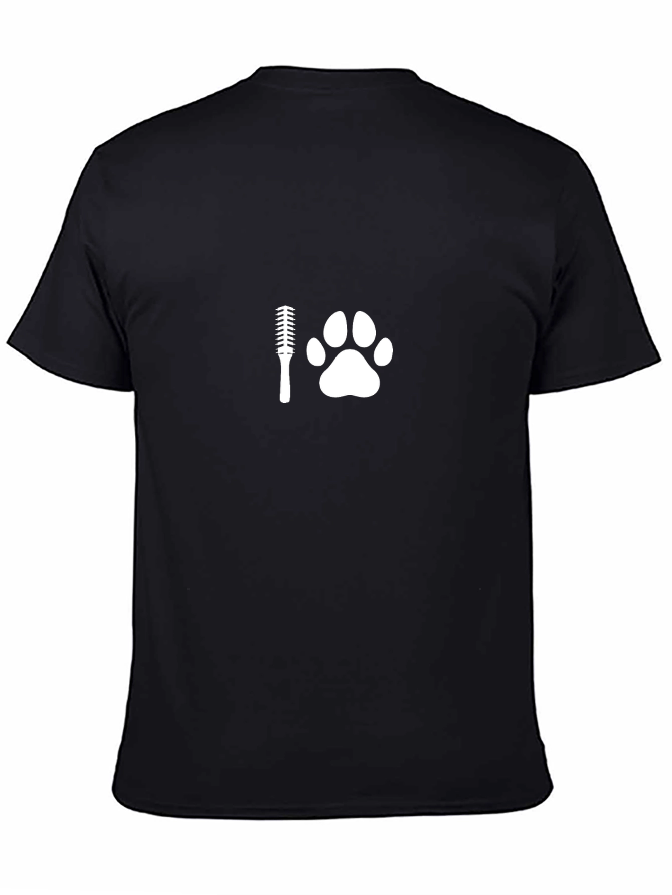Grooming Paw Print Graphic T-Shirt - Black