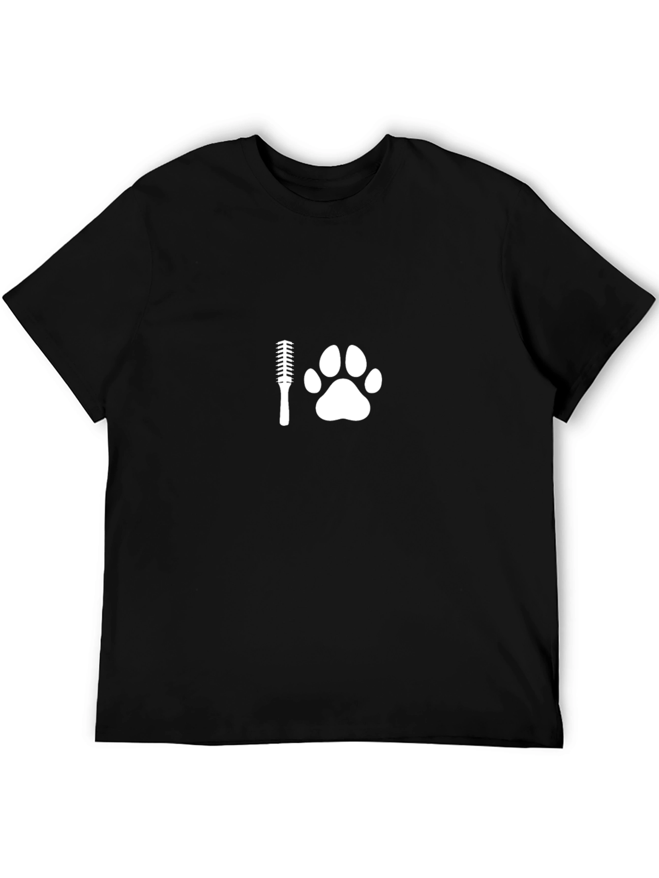 Grooming Paw Print Graphic T-Shirt - Black