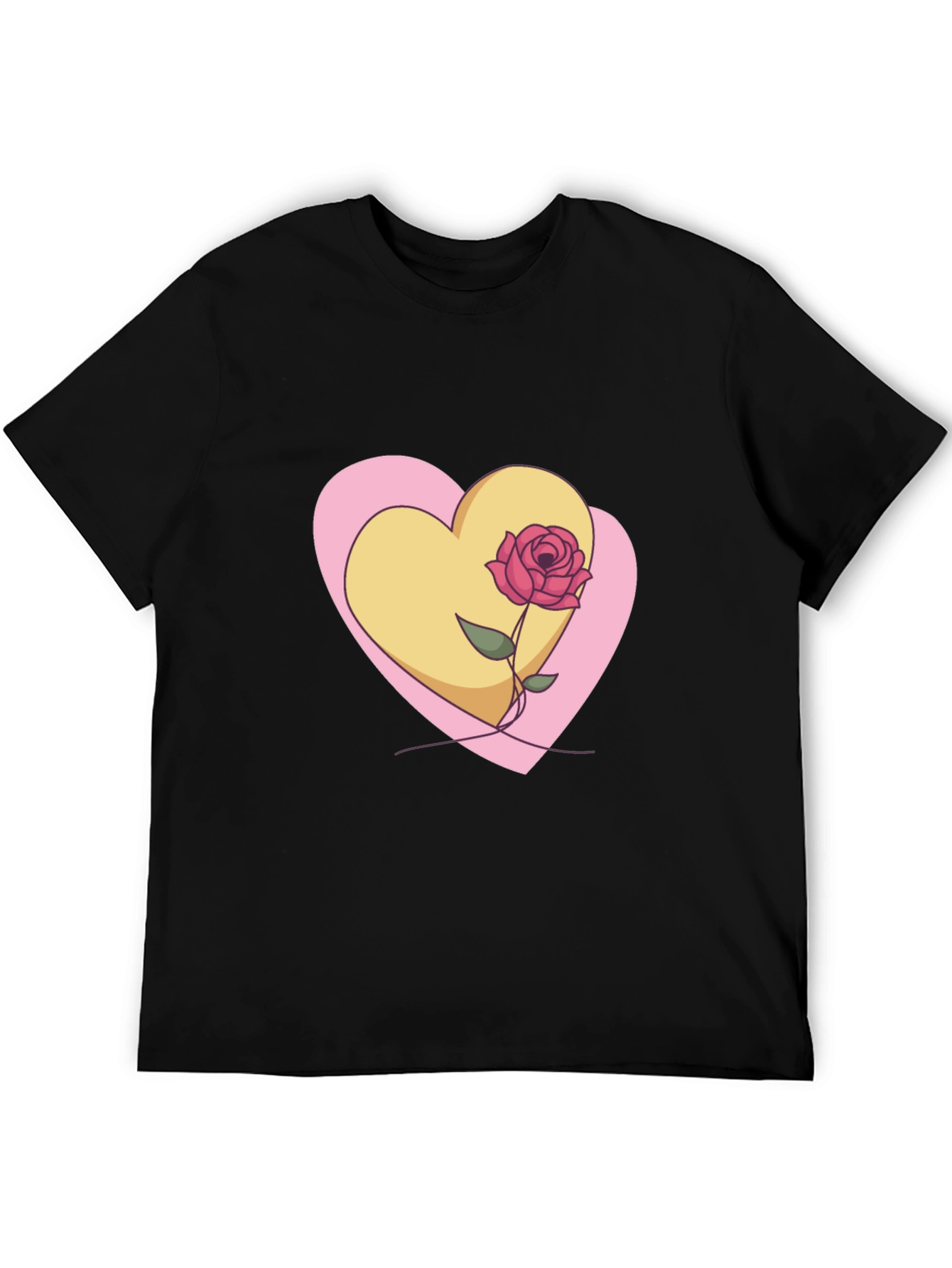 Heart & Rose Graphic Black T-Shirt