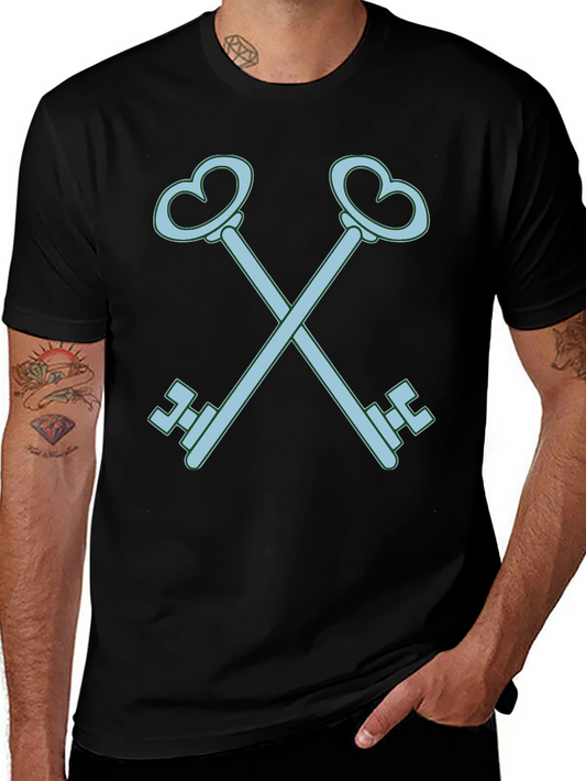 Heart Key Graphic Tee - Black Cotton