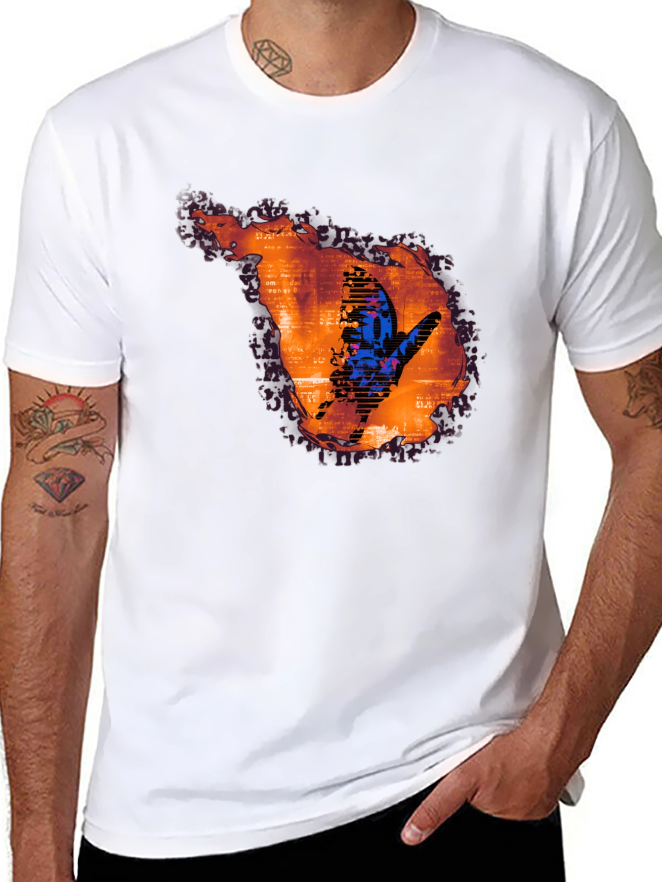 Abstract Butterfly Graphic Print T-Shirt