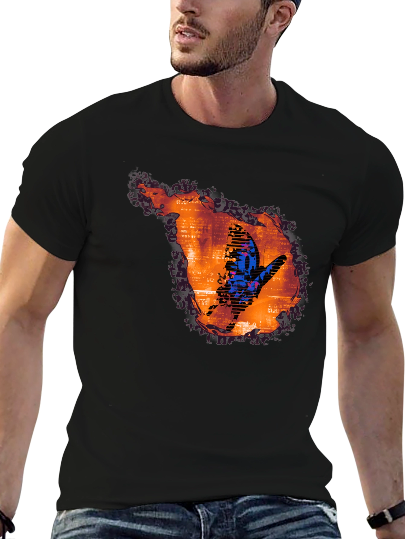 Abstract Butterfly Graphic Print T-Shirt