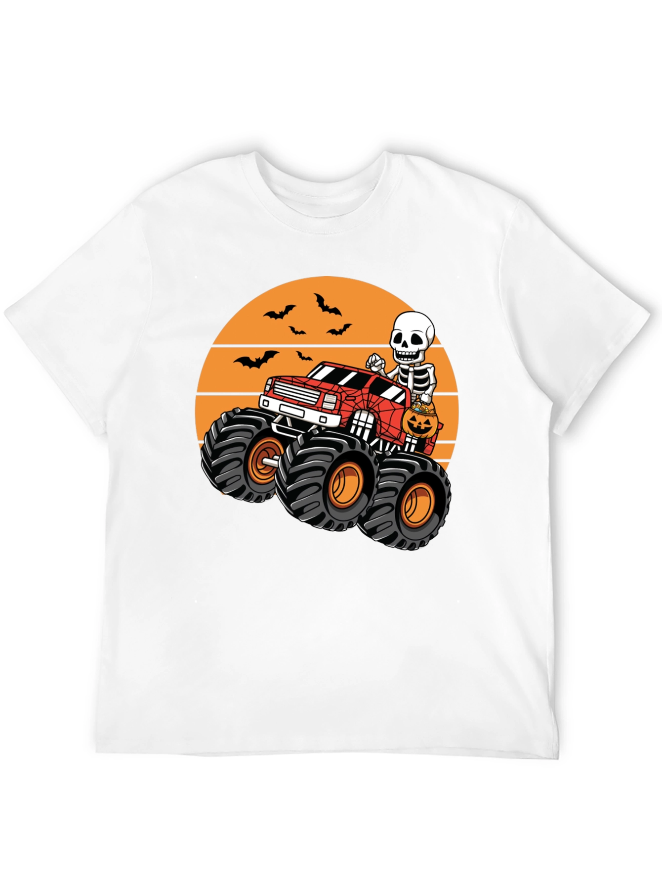 Halloween Skeleton Monster Truck Graphic Tee