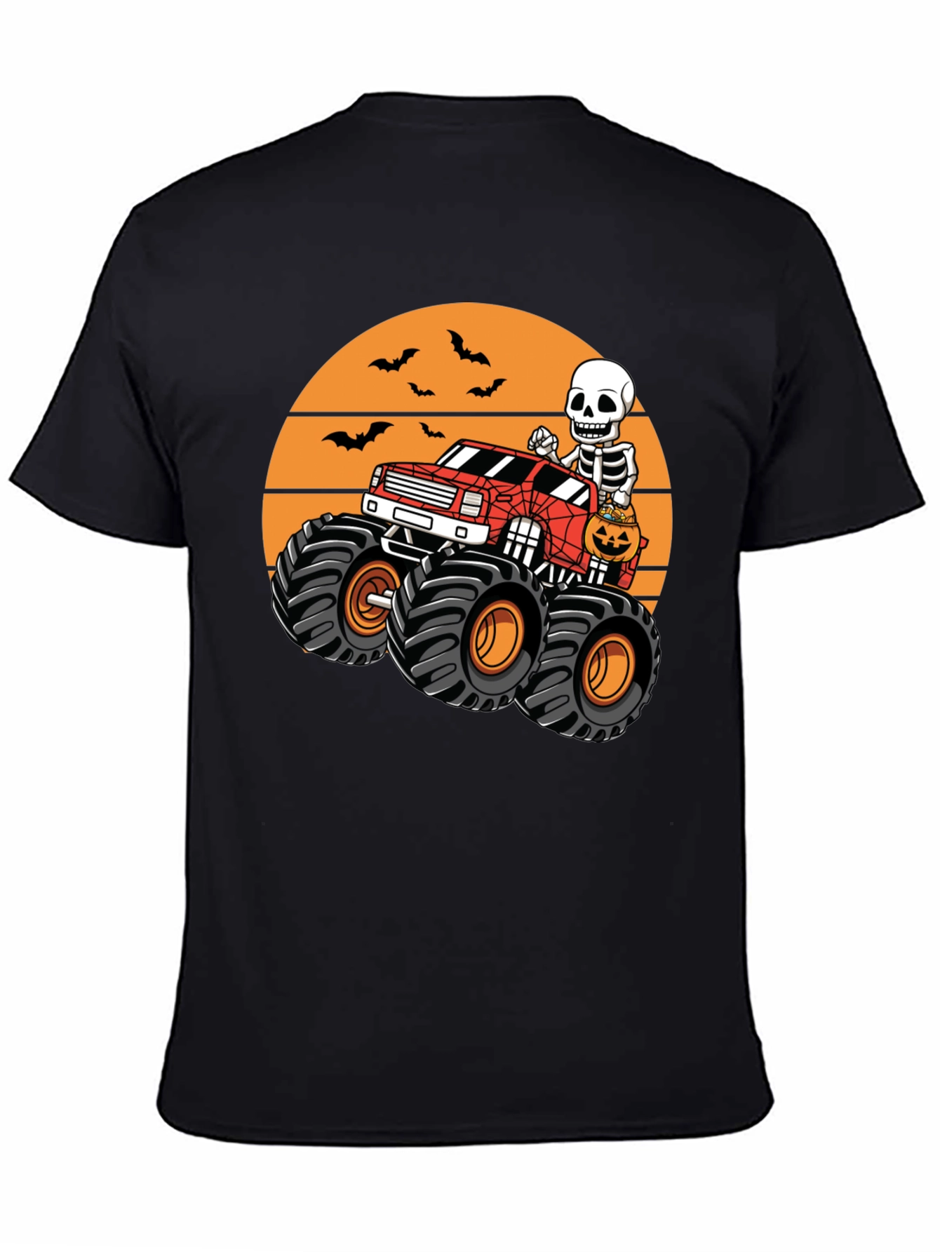 Halloween Skeleton Monster Truck Graphic Tee