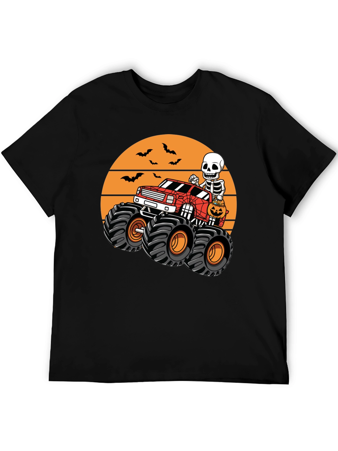 Halloween Skeleton Monster Truck Graphic Tee