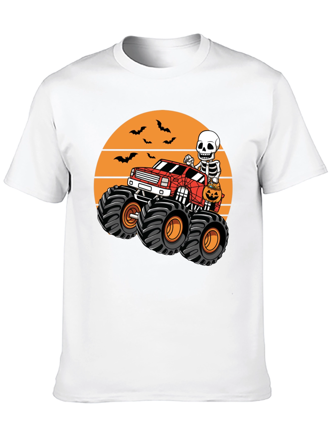 Halloween Skeleton Monster Truck Graphic Tee