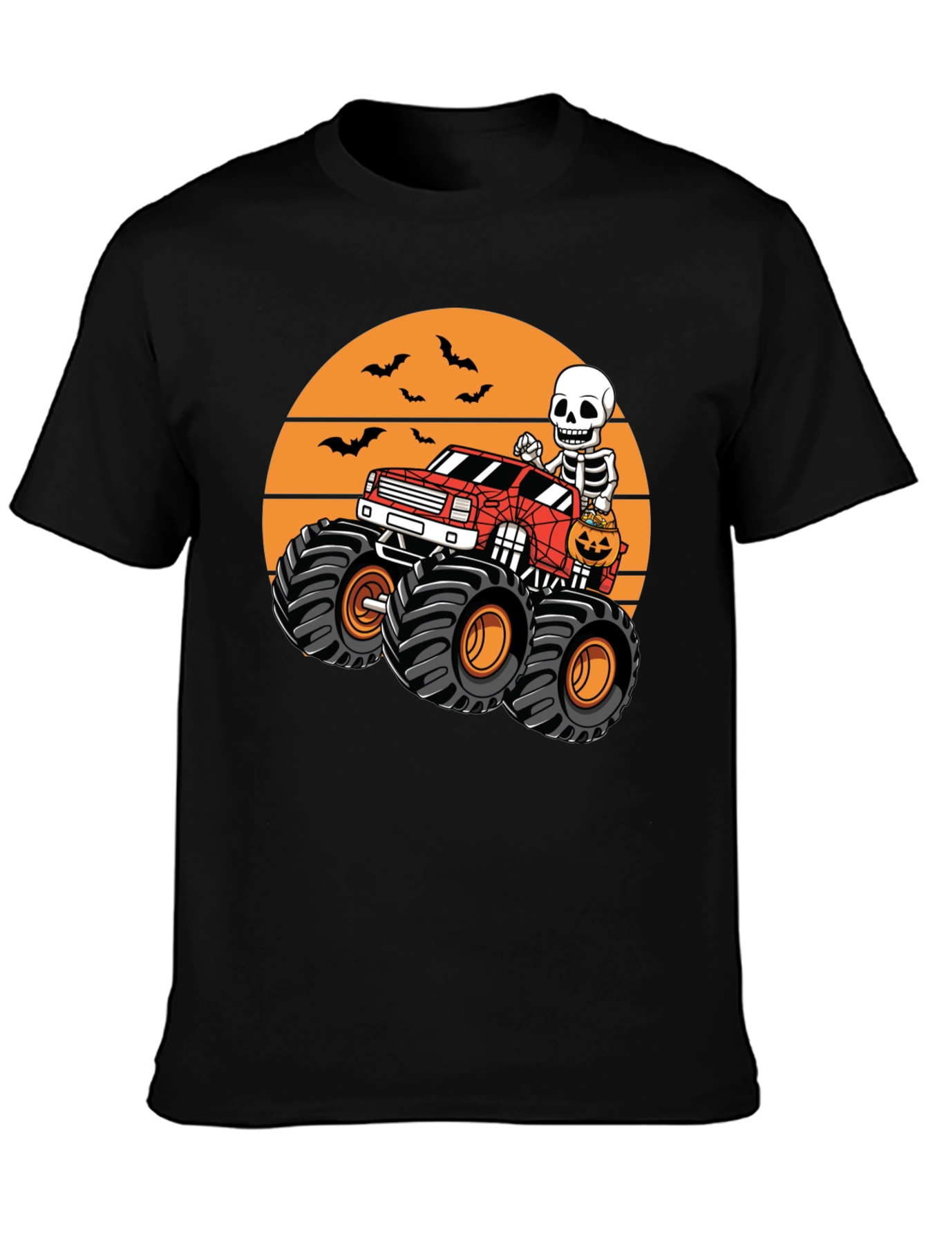 Halloween Skeleton Monster Truck Graphic Tee