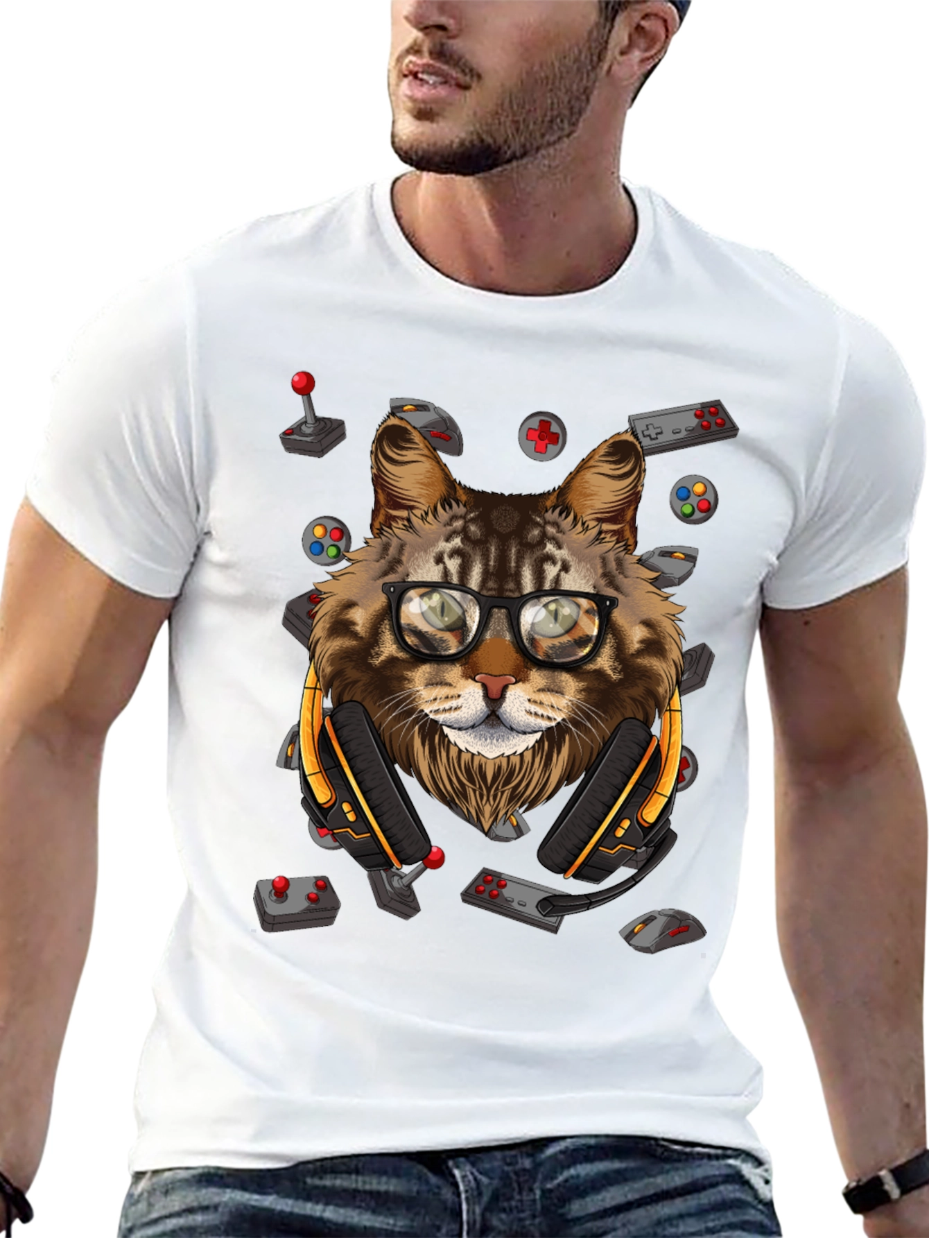 Gamer Cat T-Shirt - Playful Style