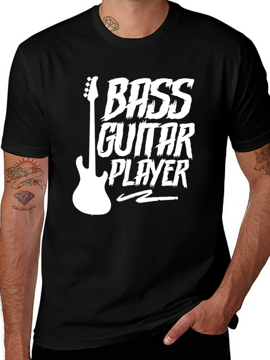 Bass Guitar Player Graphic T-Shirt - Black