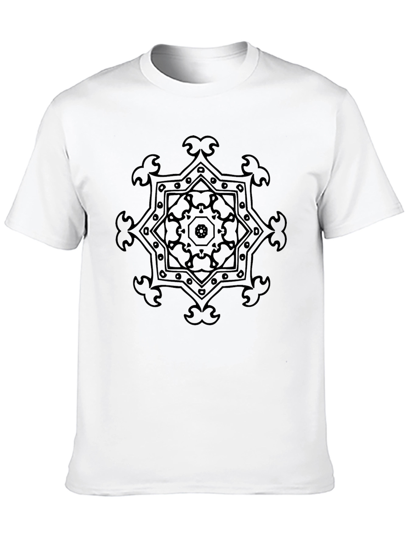 Geometric Mandala Print Black T-Shirt
