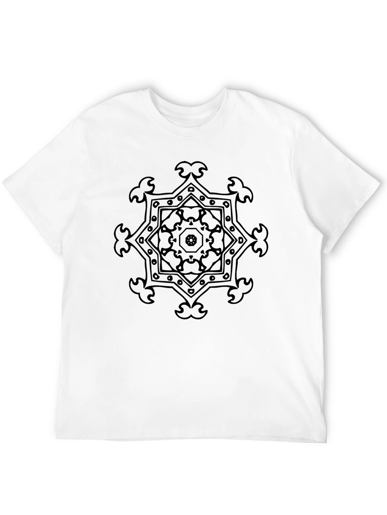Geometric Mandala Print Black T-Shirt