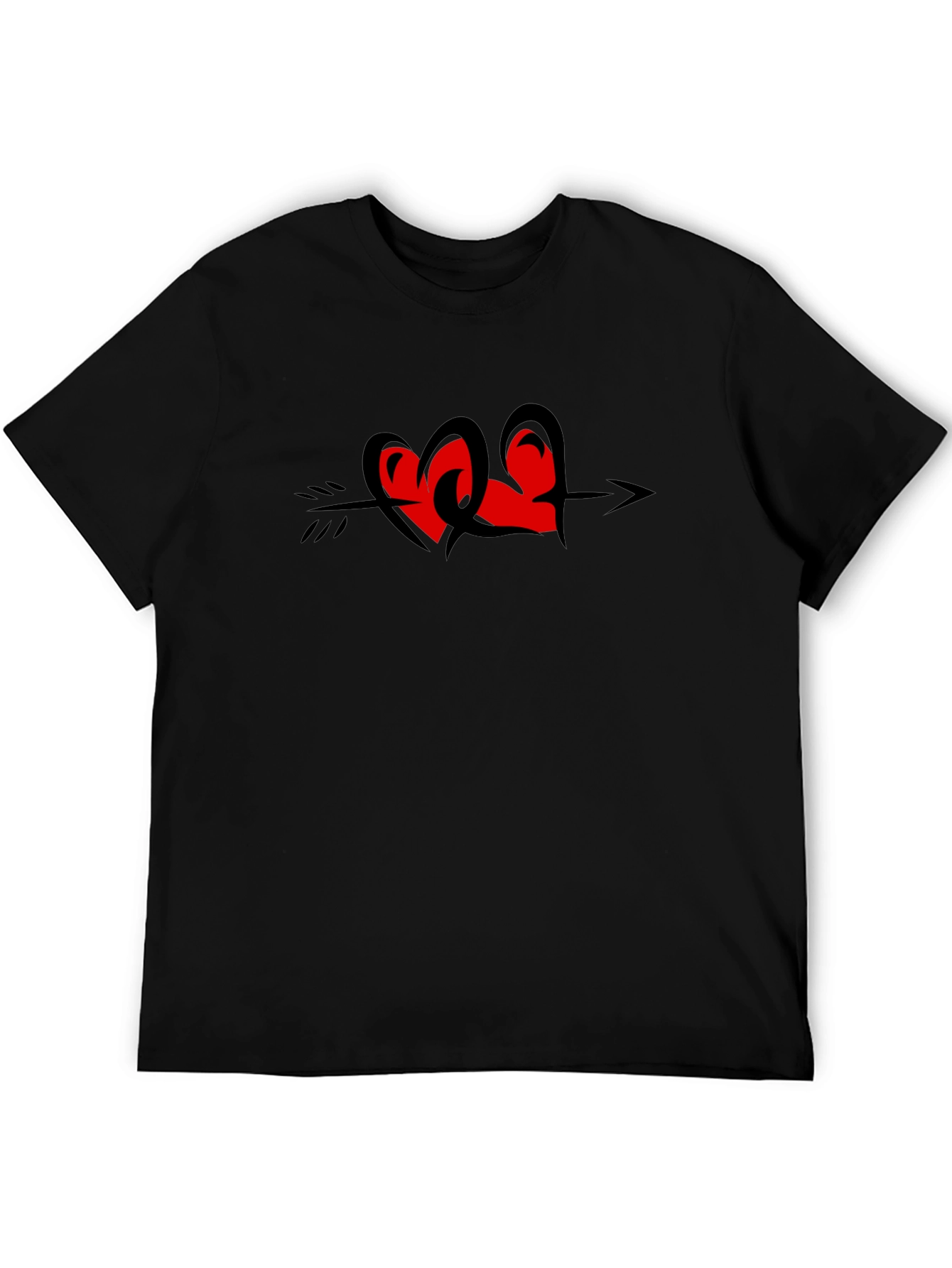 Heart Arrow Graphic Tee - Black Casual Shirt