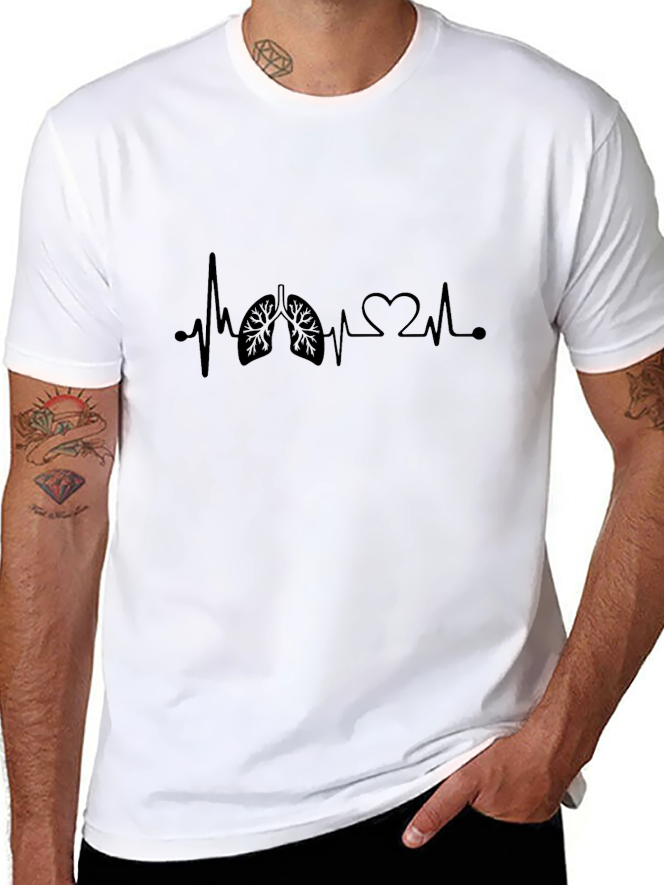 Heartbeat Lungs Graphic Tee - Black Casual Shirt