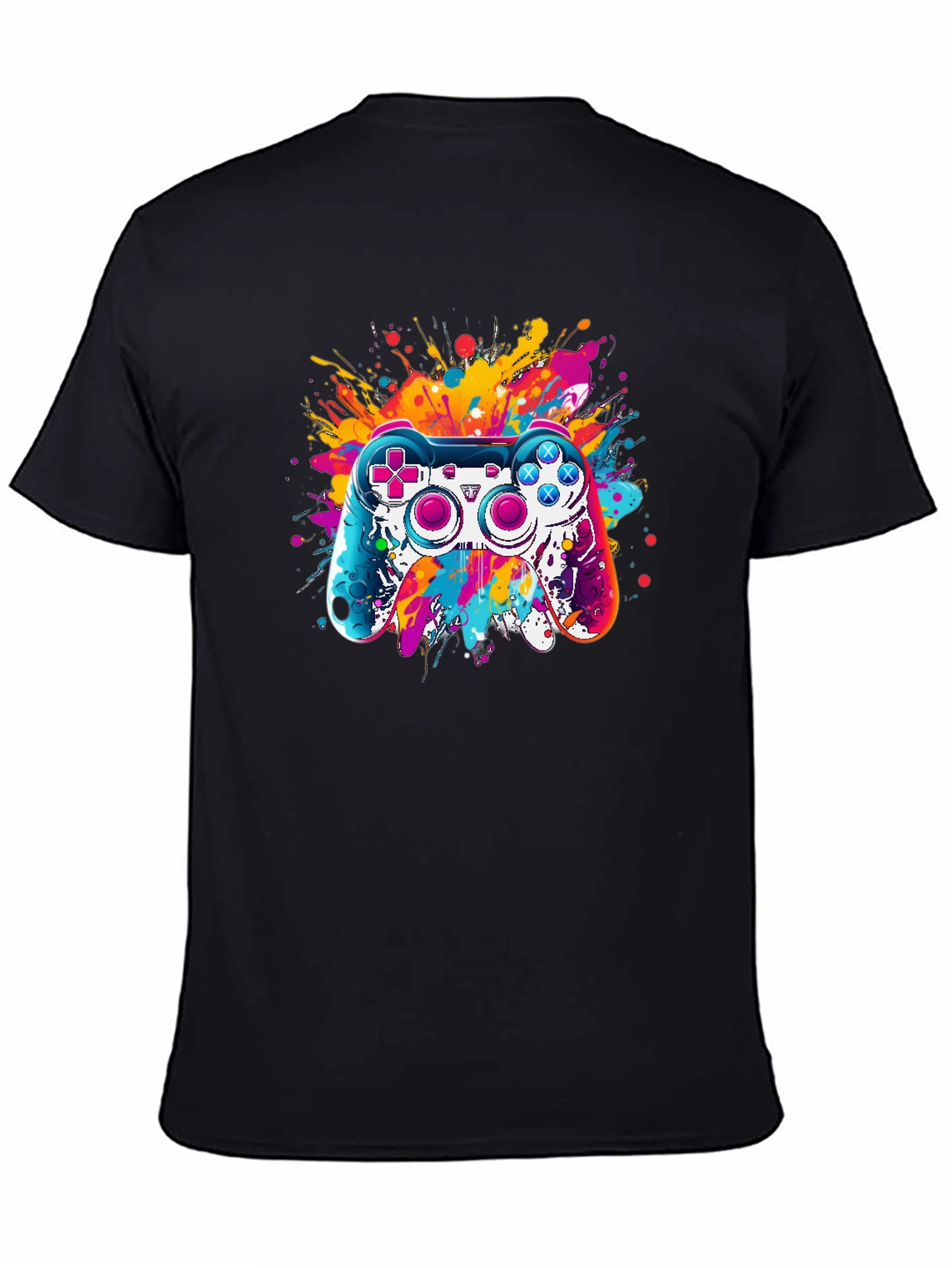 Gaming Controller Splatter Graphic Tee - Black
