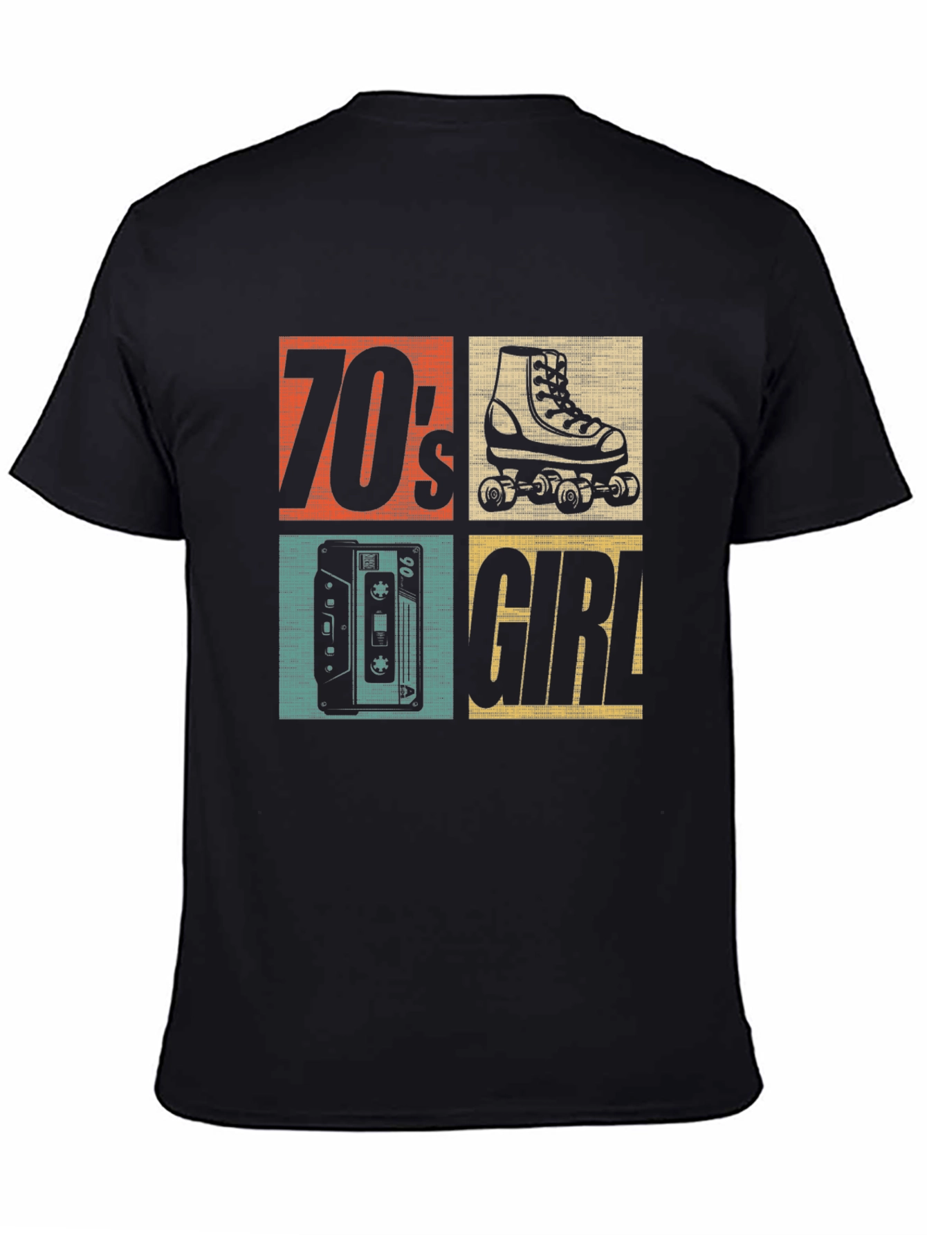 70s Girl Retro Roller Skate Cassette T-Shirt