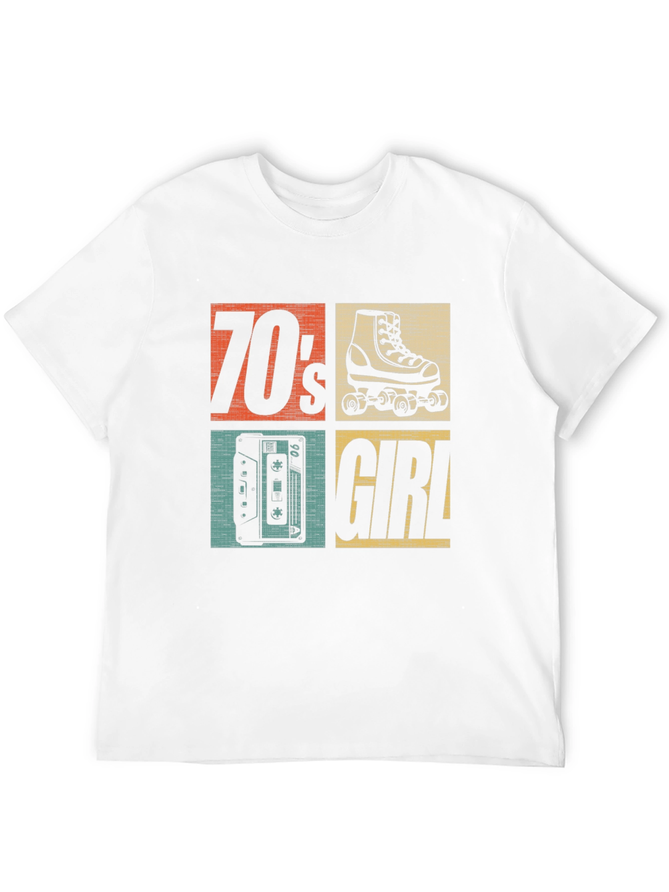 70s Girl Retro Roller Skate Cassette T-Shirt